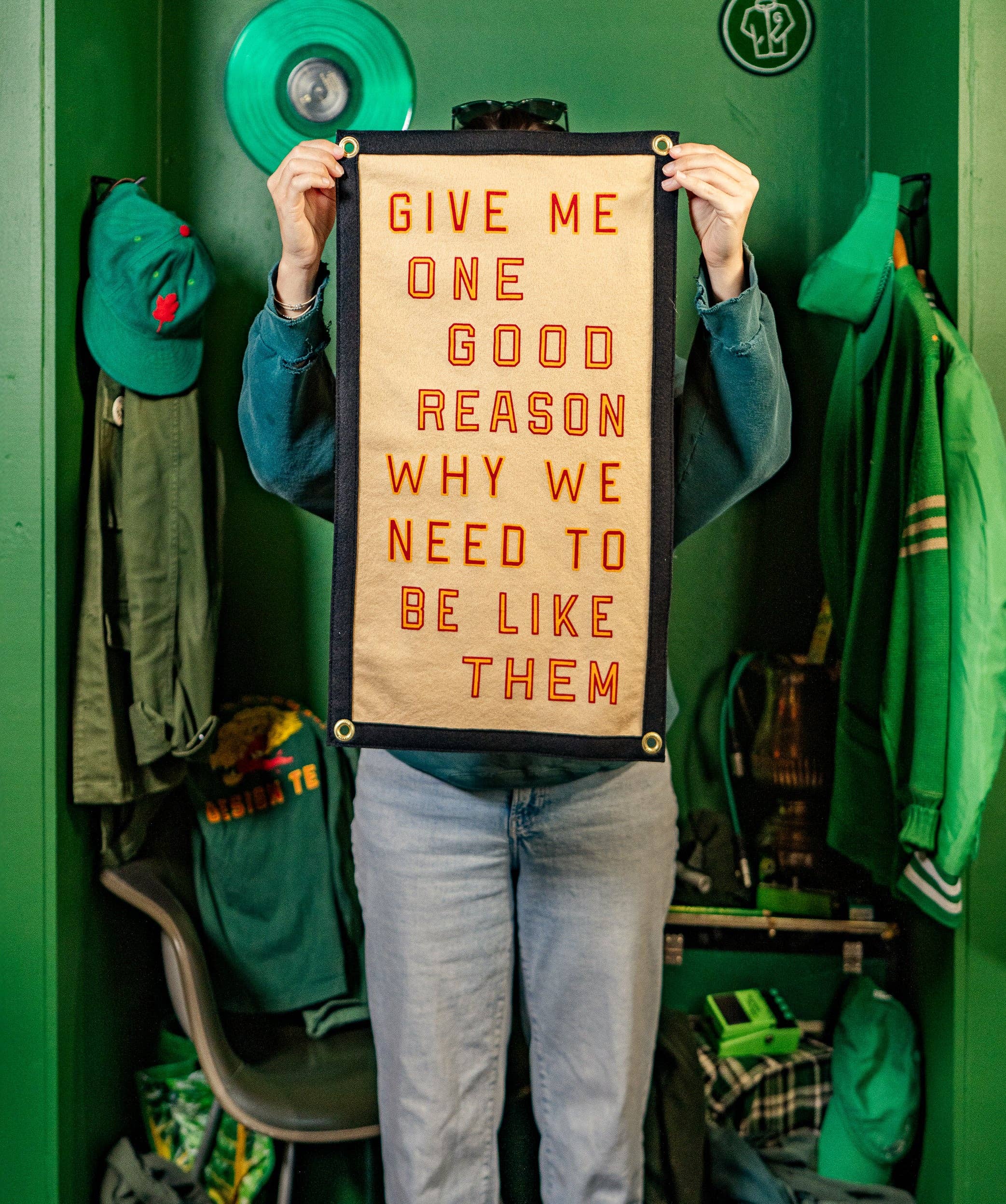 Give Me One Good Reason Why We Need To Be Like Them Camp Flag • Blink-182 x Oxford Pennant
