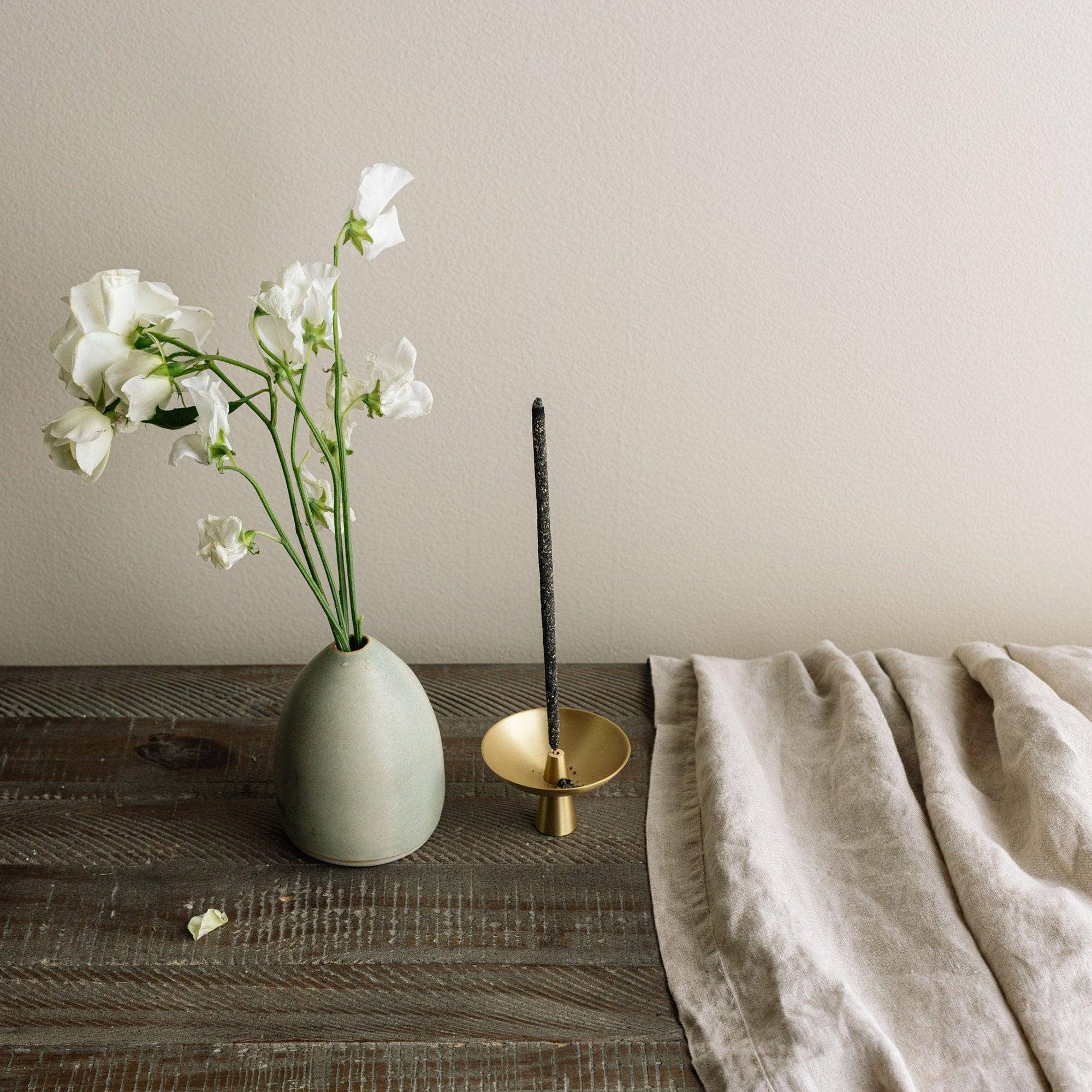 Cedar and Myrrh- Brass Incense Holder with Ash Catcher