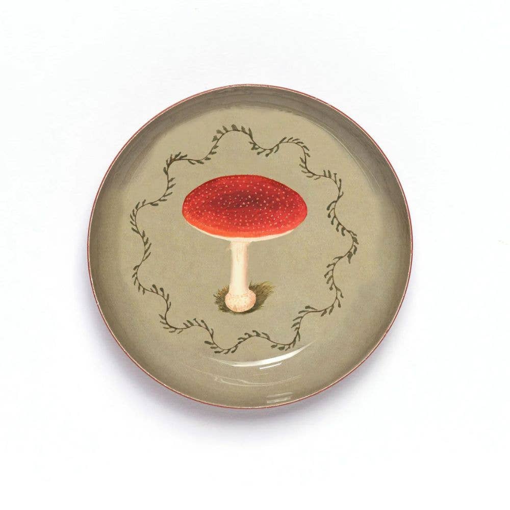 Round Enamel Tray - Mushroom