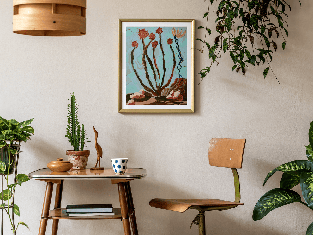 El Baker Art- Ocotillo Desert Cactus Print