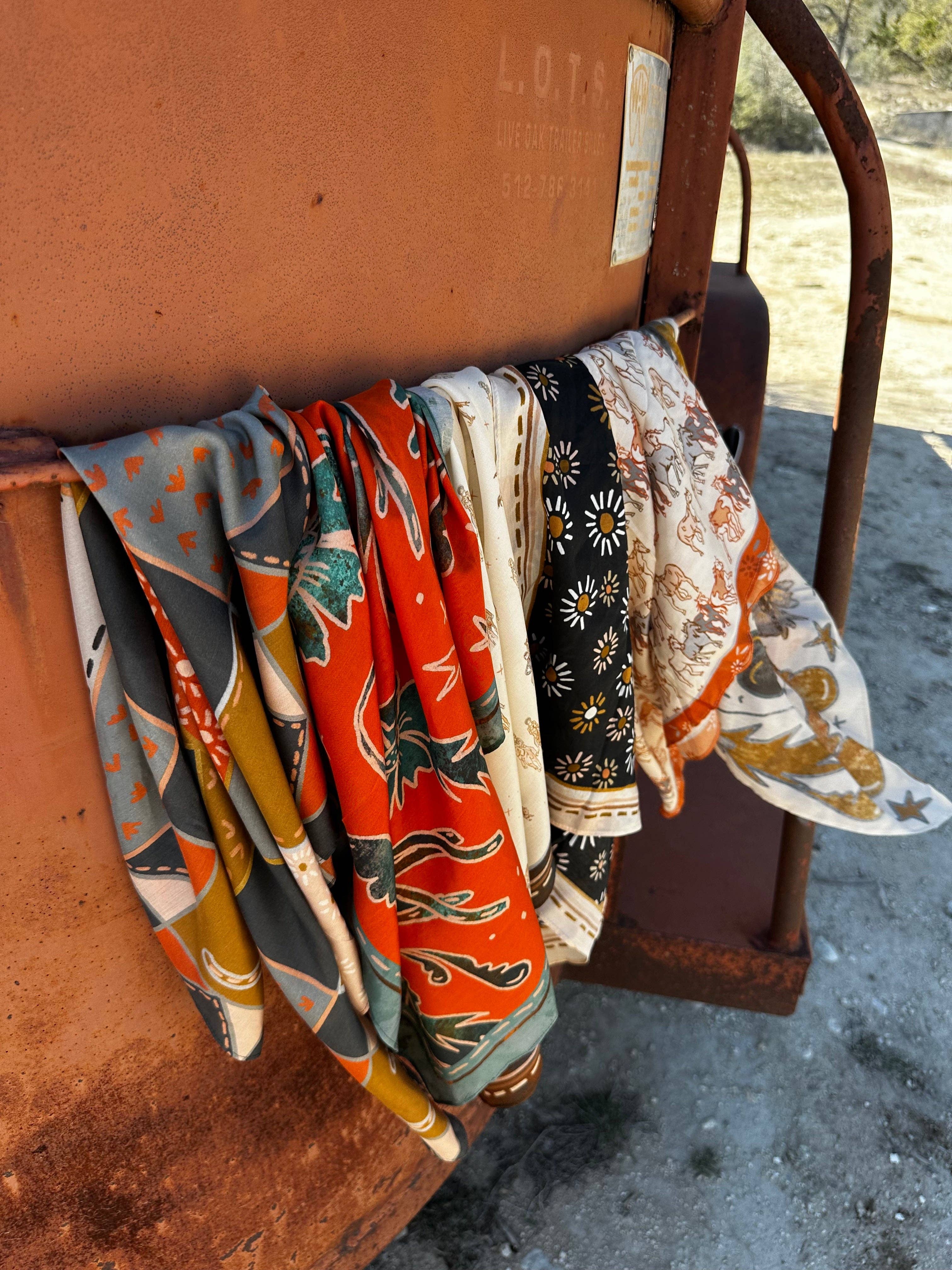 Bloomin‘ Bronc Silk Western Cowgirl Wild Rag Scarf