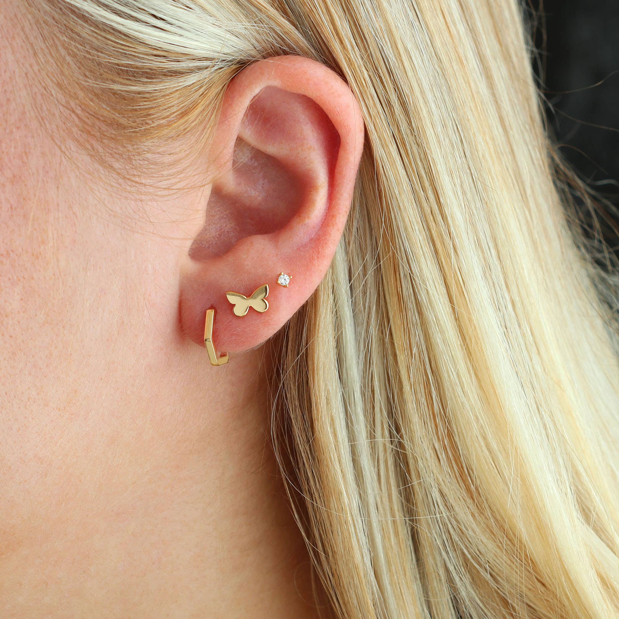 Hexagon Huggie Hoop Earrings 18K Gold Vermeil 12mm Hoops Post Closure Nickel Free Hypoallergenic Ships from CA