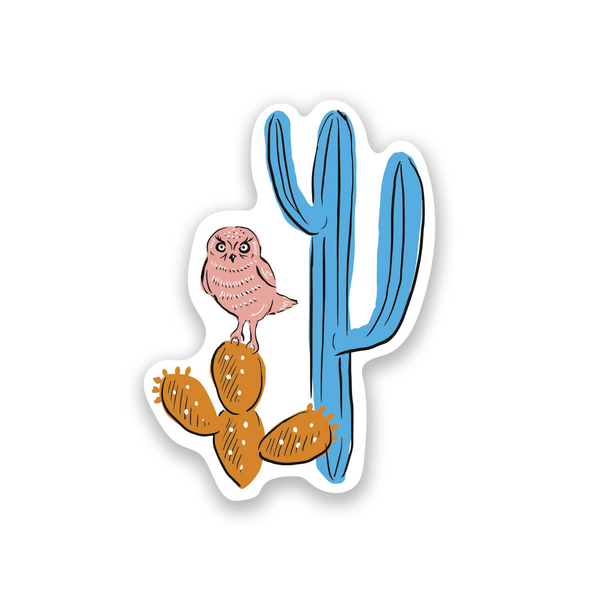Cactus & Owl Single Sticker