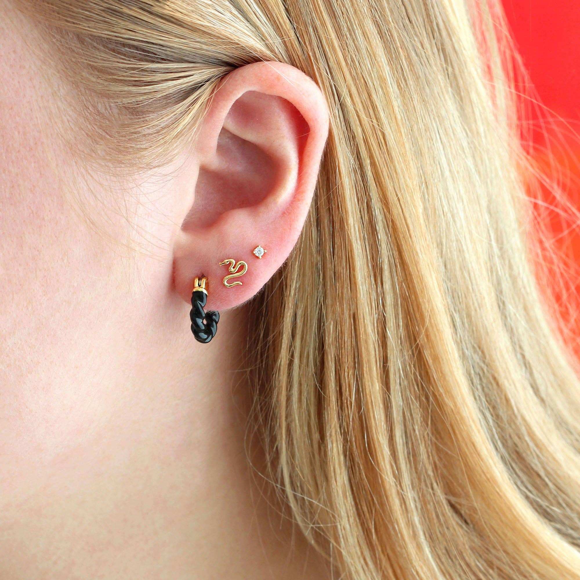 Kris Nations- Tiny Snake Stud Earrings 18K Gold Vermeil | Sterling Silver Nickel Free Hypoallergenic Ships from CA