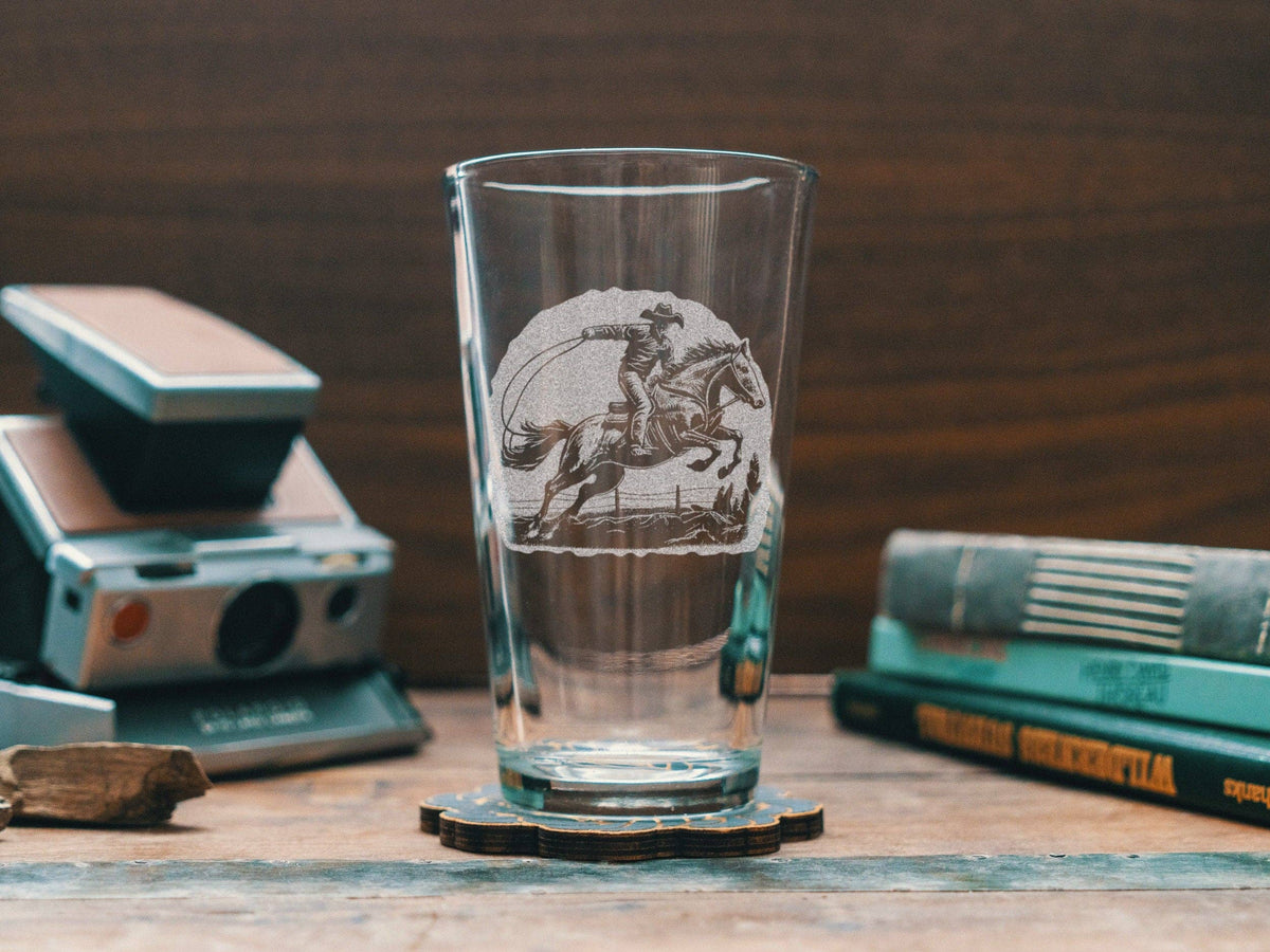 Rodeo Cowboy Scene Glasses
