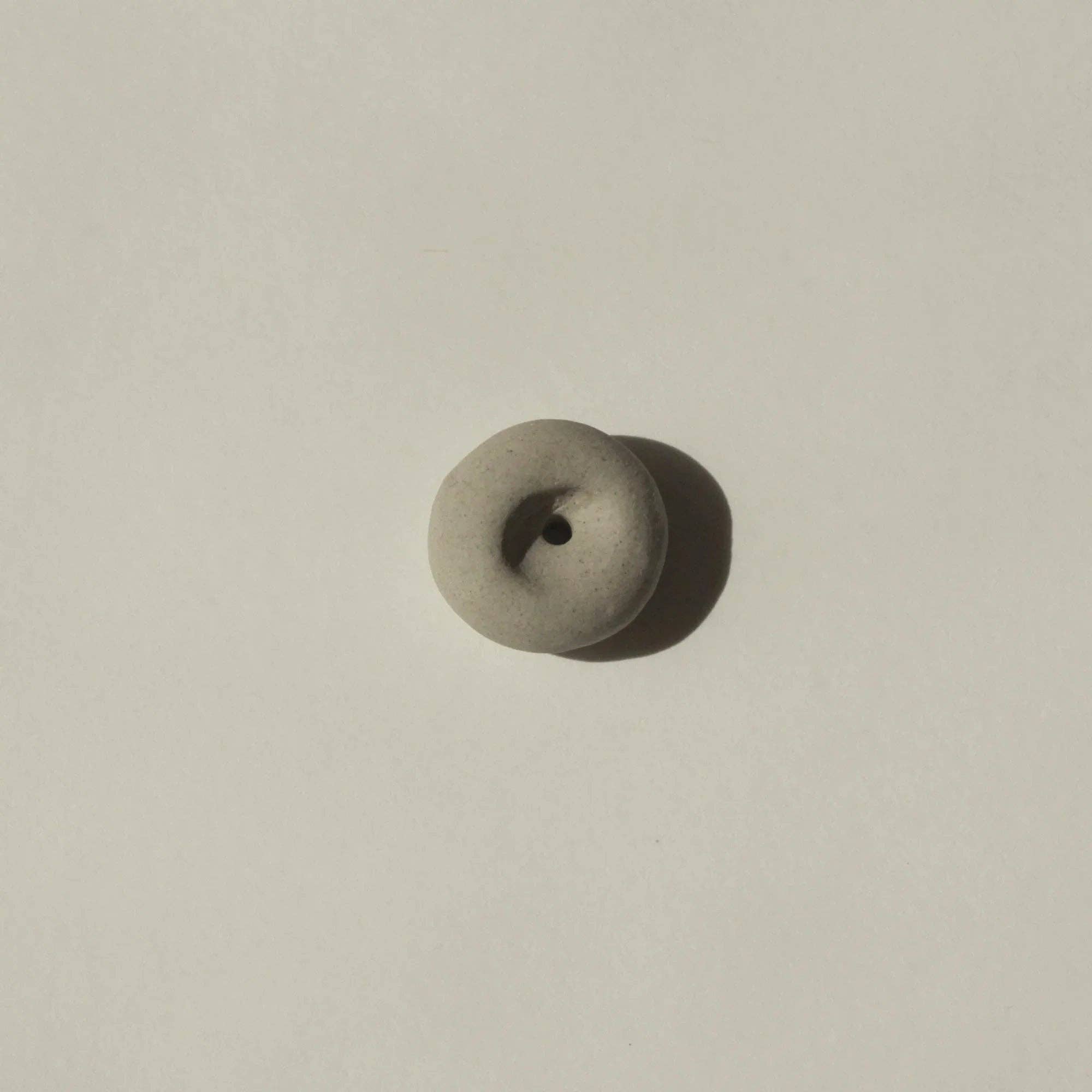 Cedar and Myrrh- Mini Light Grey Ceramic Pebble Incense Holder