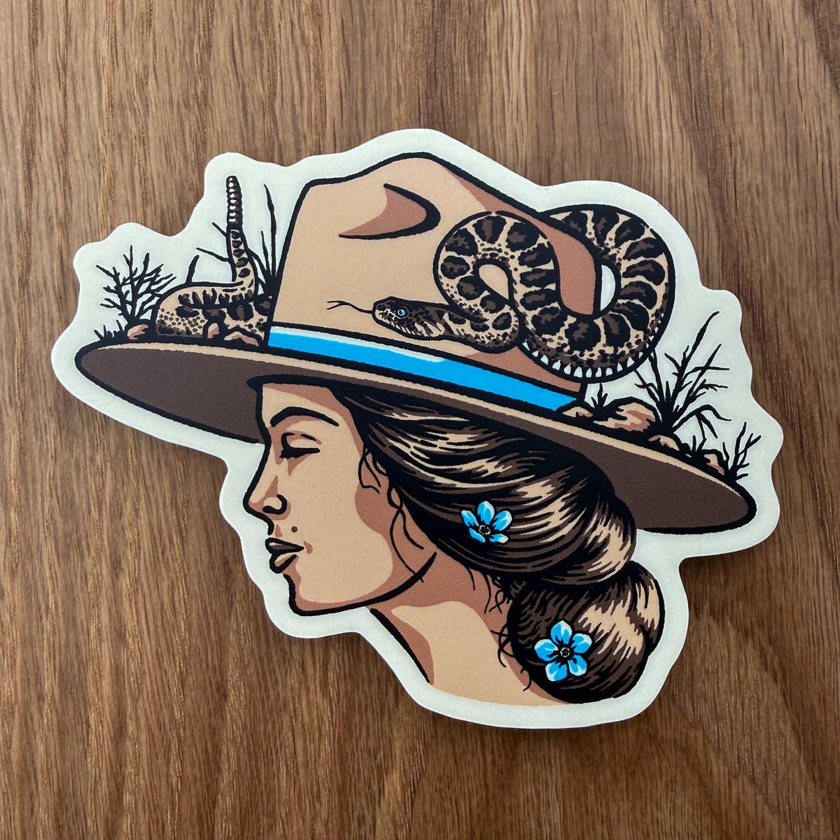 Forget Me Not Cowgirl 4 Inch Matte Vinyl Sticker