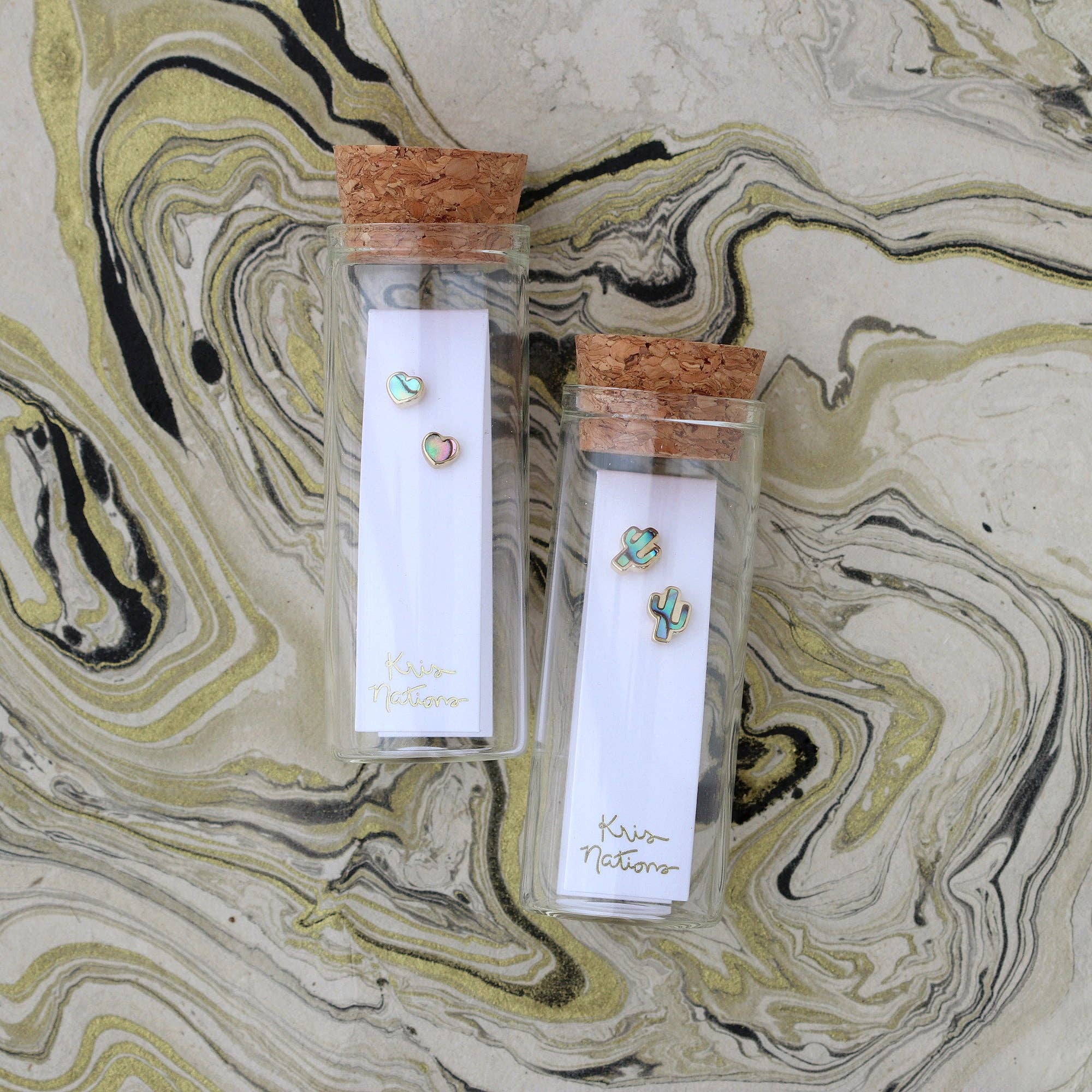 Kris Nations- Abalone Cactus Stud Earrings