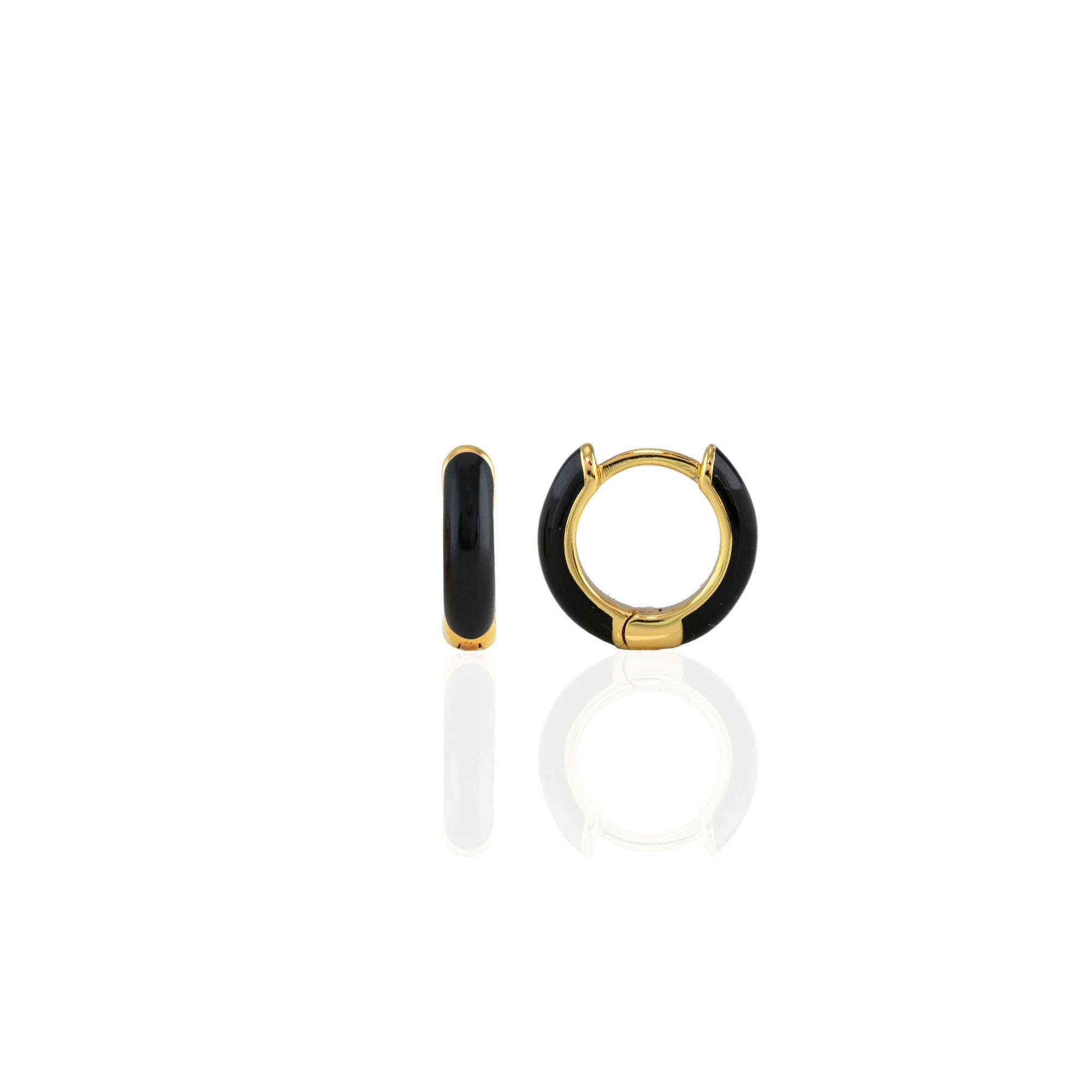 Enamel Huggie Hoop Earrings 18K Gold Vermeil | Sterling Silver 12mm Hoops Multiple Colors Hinge Closure Nickel Free Hypoallergenic Ships from CA