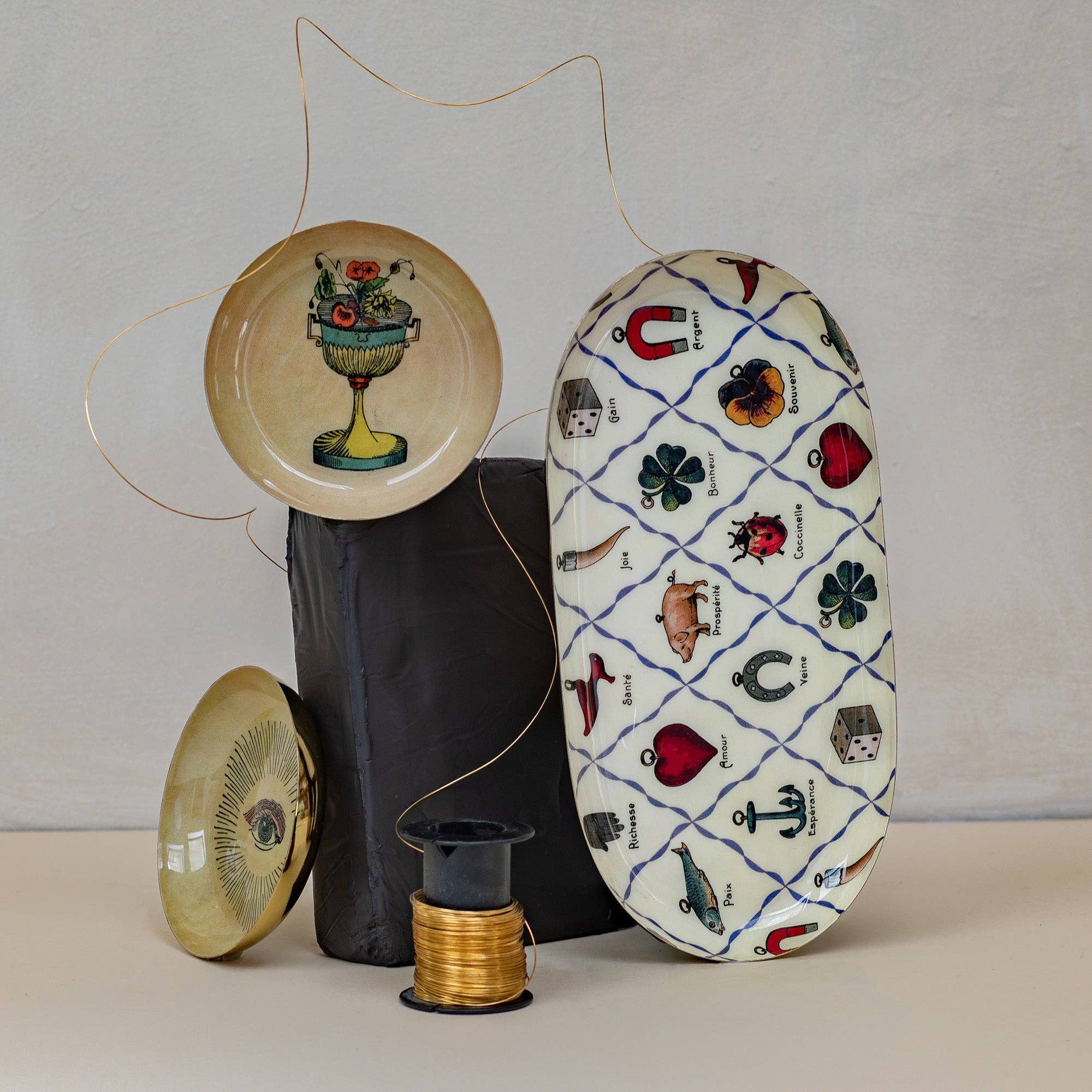 Oval Enamel Tray - Charms