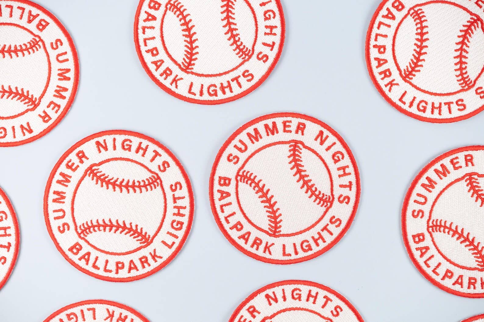 Summer Nights Ballpark Lights Embroidered Iron-On Patch Ball