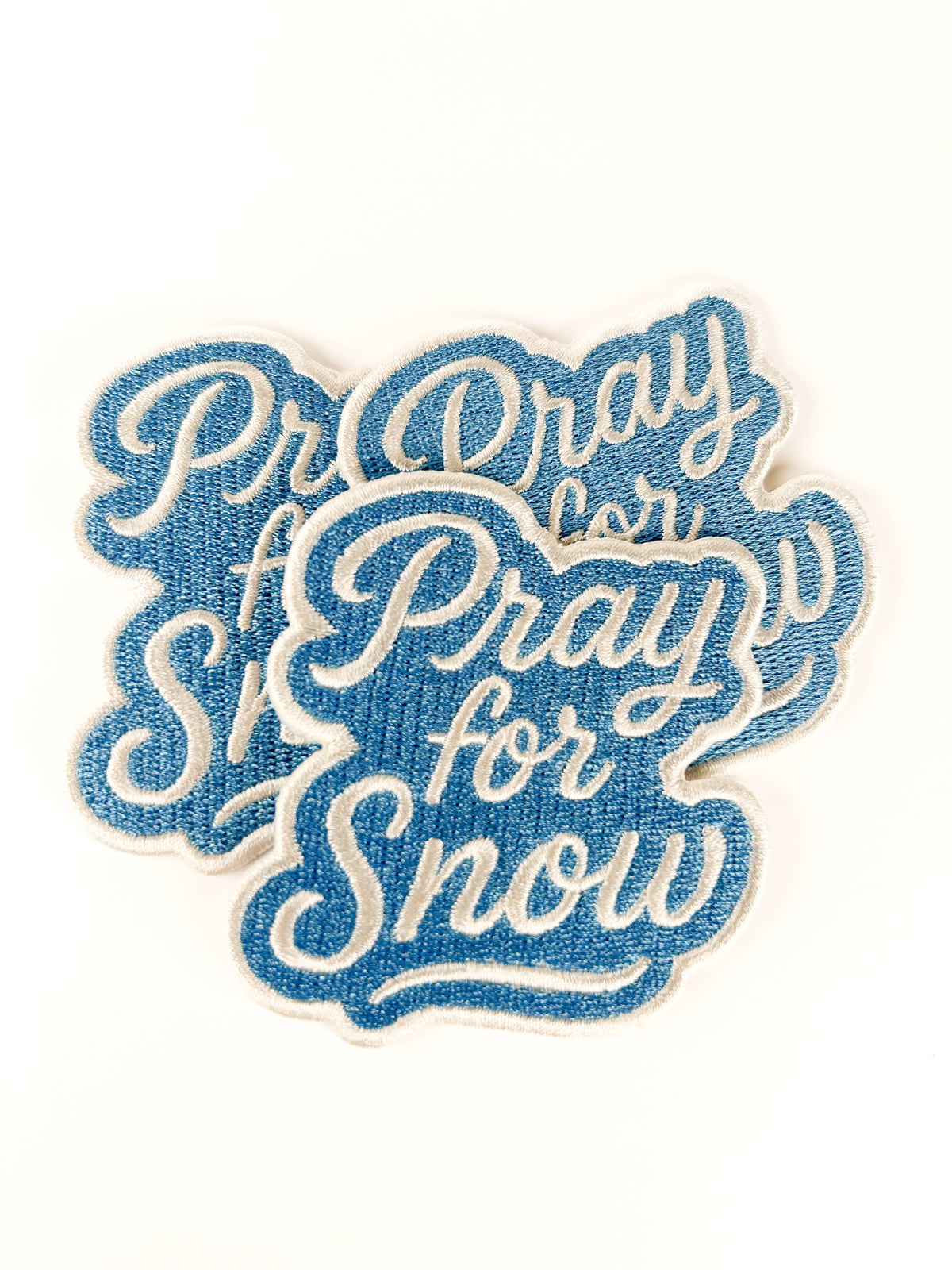 Pray for Snow Embroidered Patch Ski and Snowboard Iron Blue