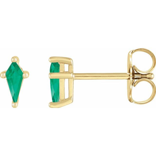 Kite Shaped Emerald Stud Earrings