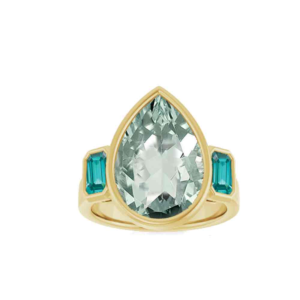 Three-Stone Green Amethyst Cocktail Ring