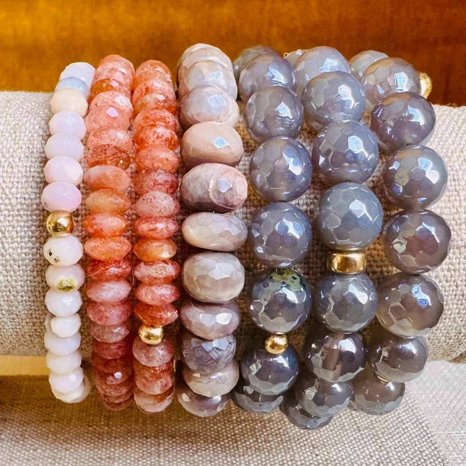 Peruvian Opal/Grey Sapphire- Stretch Bracelet