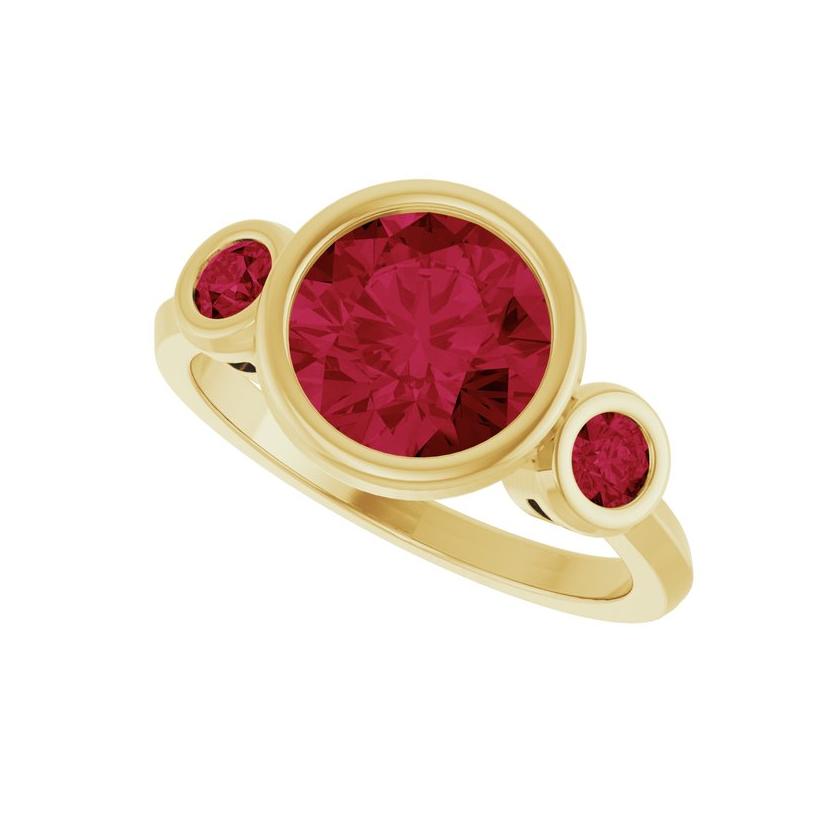 Three Stone Ruby Cocktail Ring