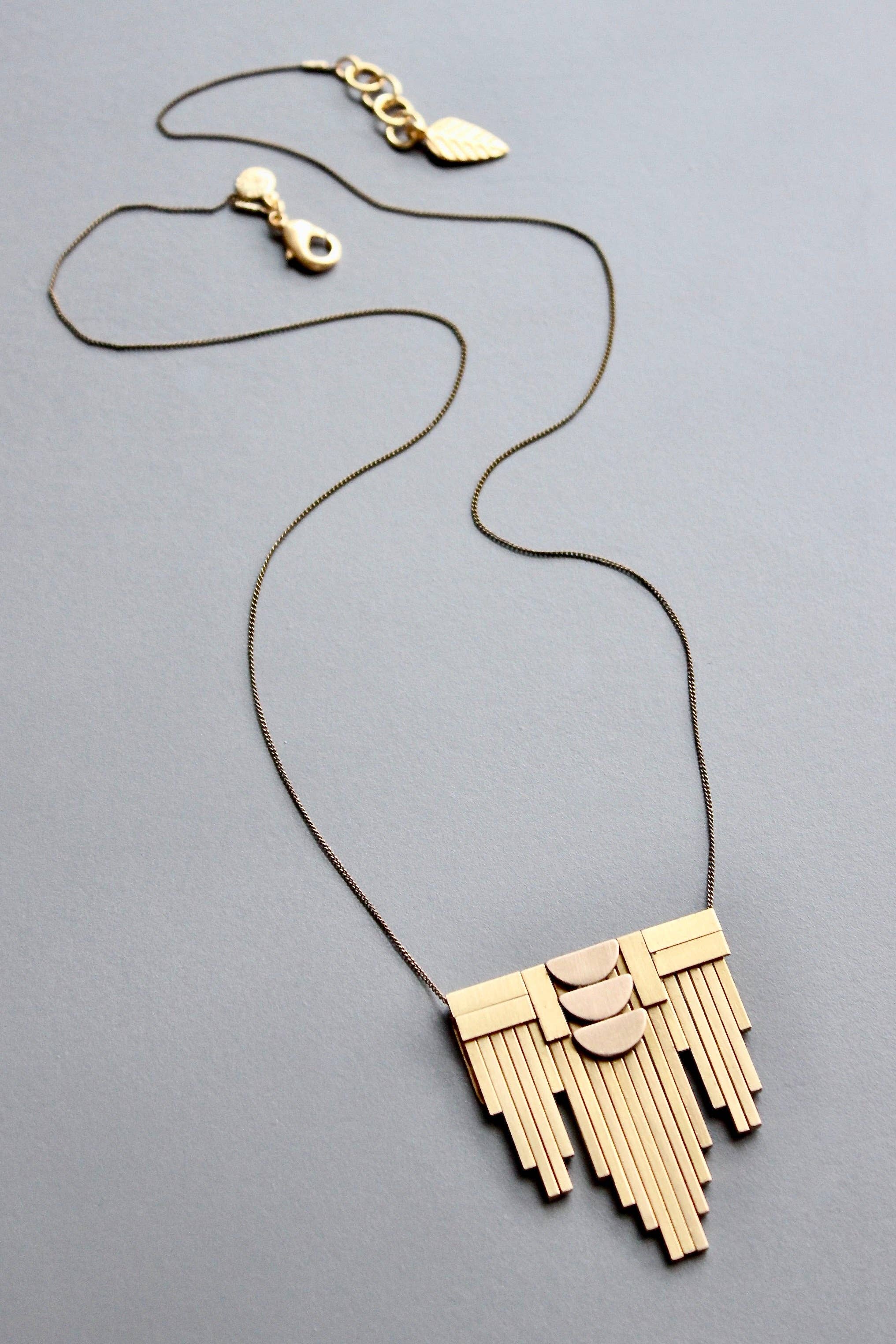 Brass Artdeco pendant necklace