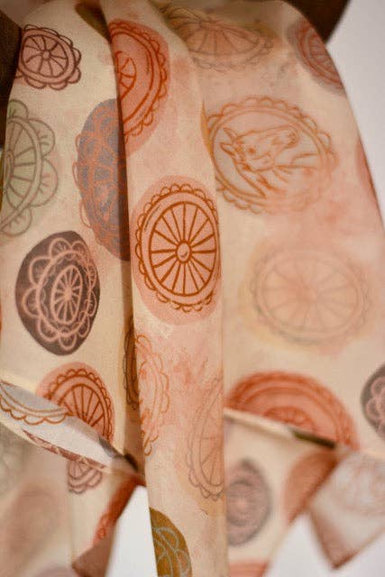 Vintage Colorful Conchos Silk Western Cowgirl Wild Rag Scarf