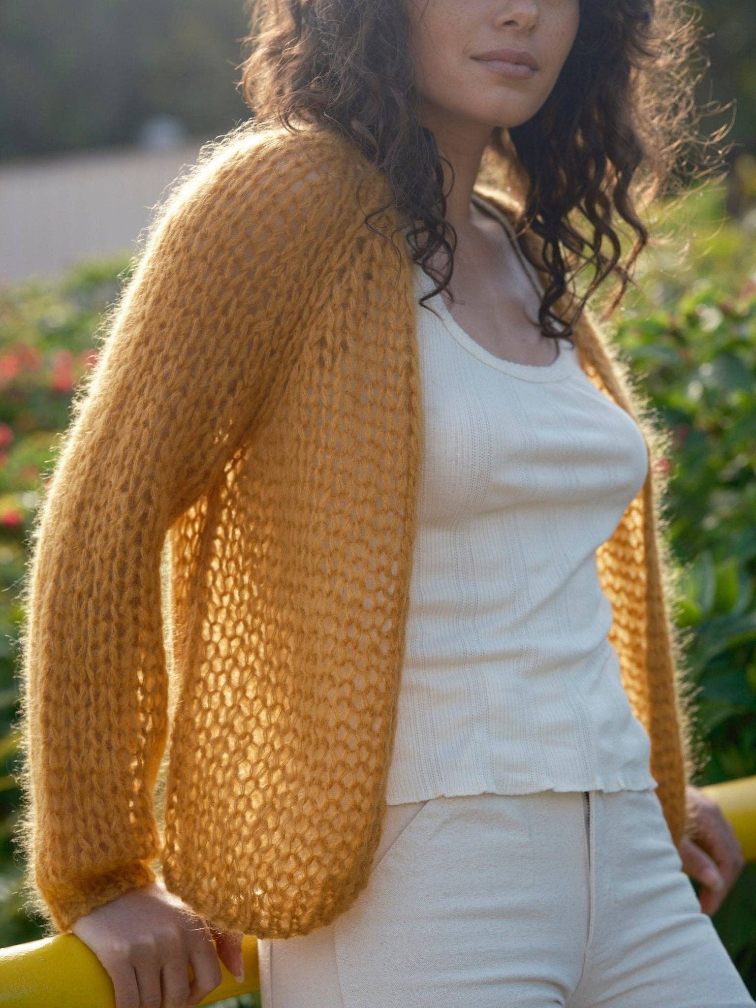 Mollusk-Cloud Cardigan in Ochre