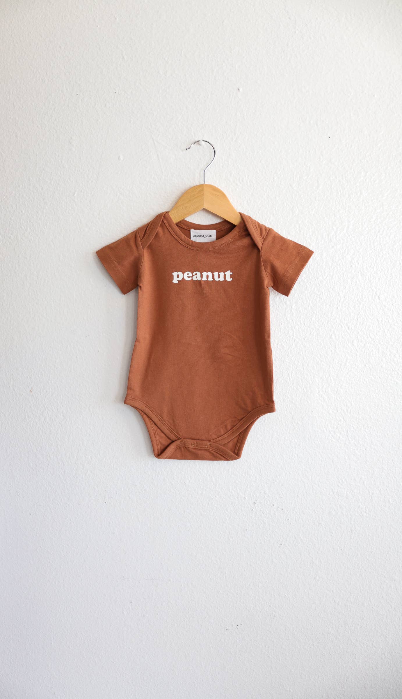 Peanut, Brown baby bodysuit, baby clothing, baby boy clothes