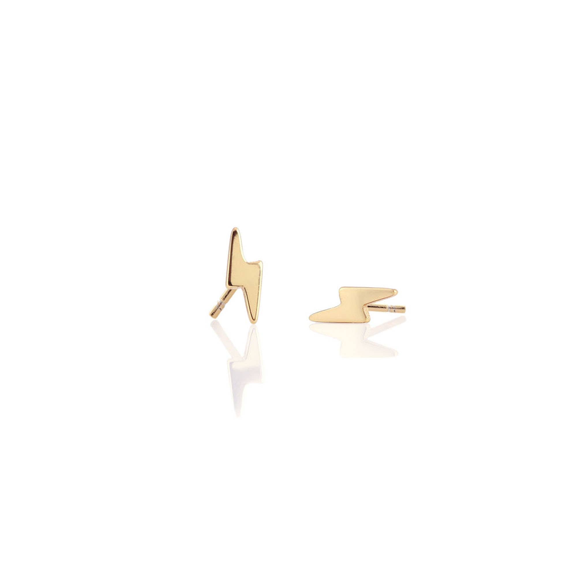 Lightning Bolt Stud Earrings 18K Gold Vermeil | Sterling Silver Nickel Free Hypoallergenic Ships from CA