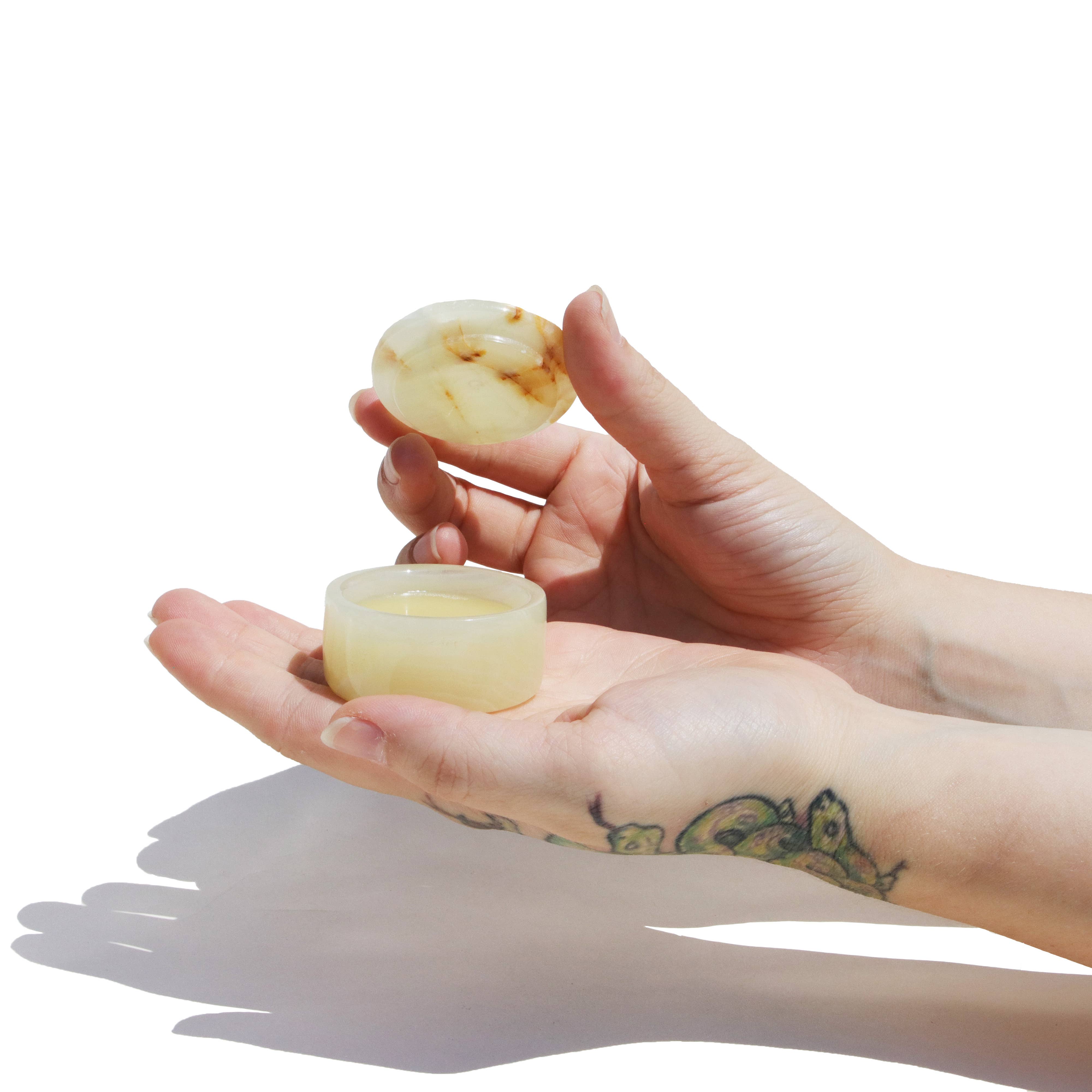 KEEPSAKE REAL STONE ONYX JAR PERFUME BALM / FACE BALM GIFT