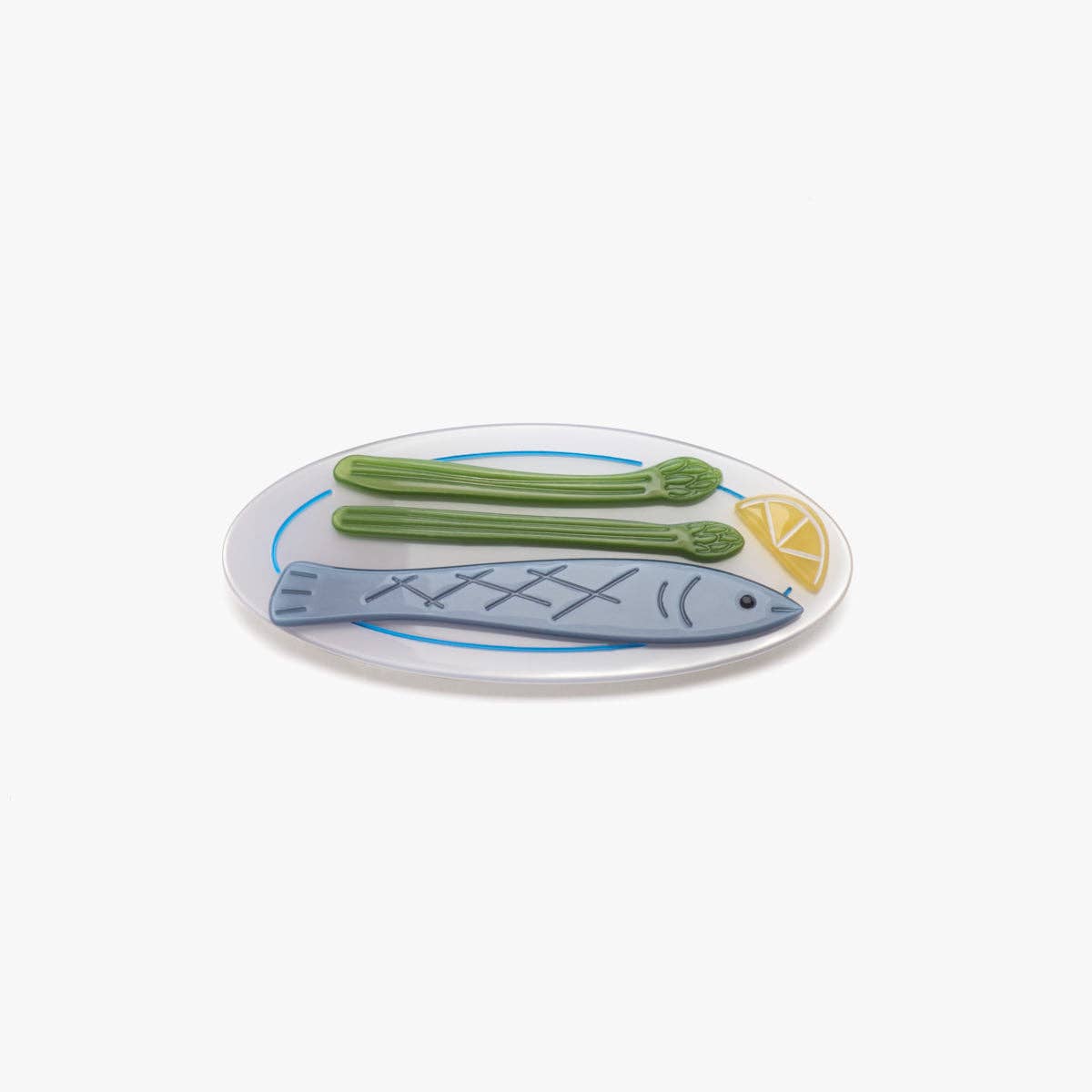 Poisson Sardine Fish Plate Acetate French Barrette Hair Clip
