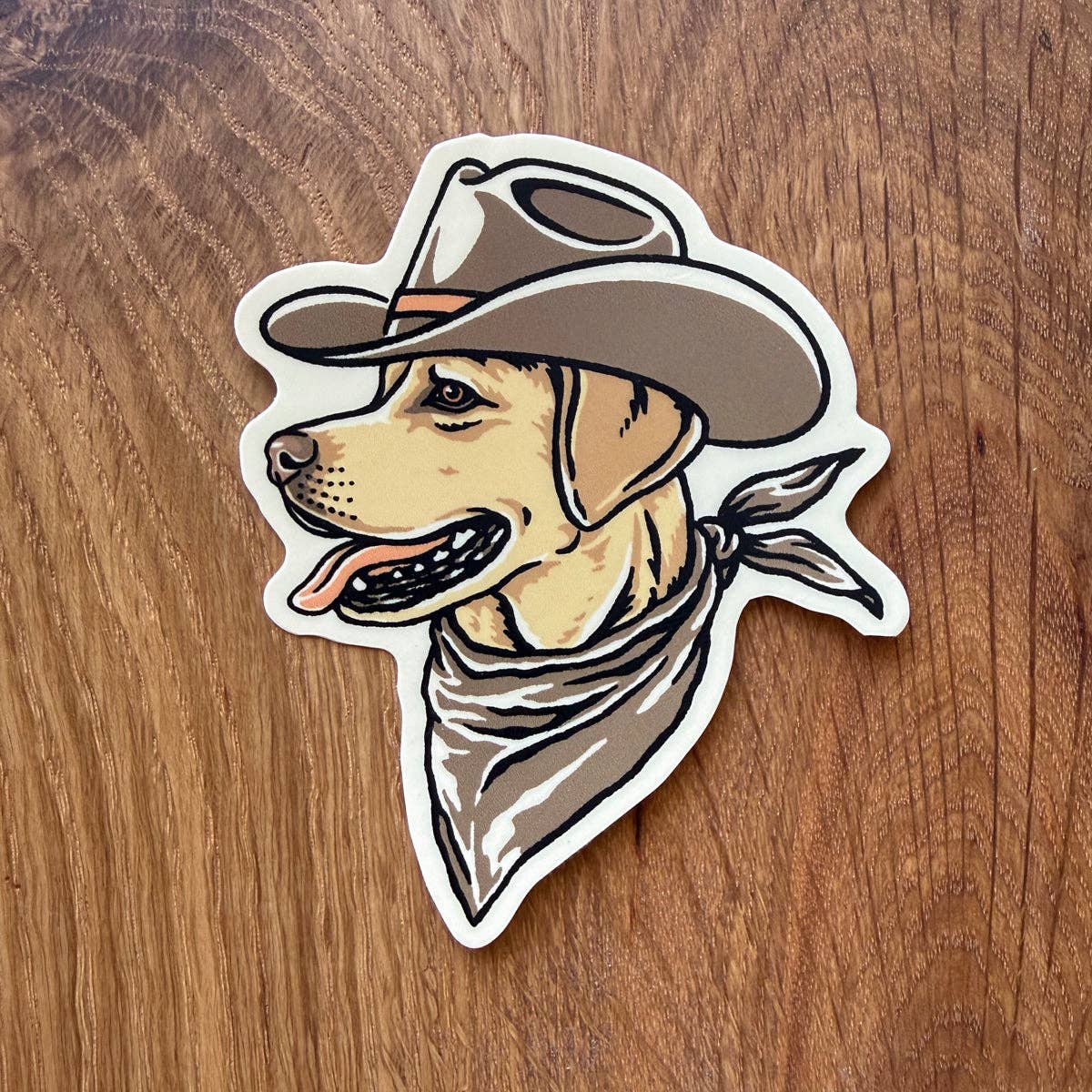 Golden Lab Cowdog 3 Inch Matte Vinyl Sticker