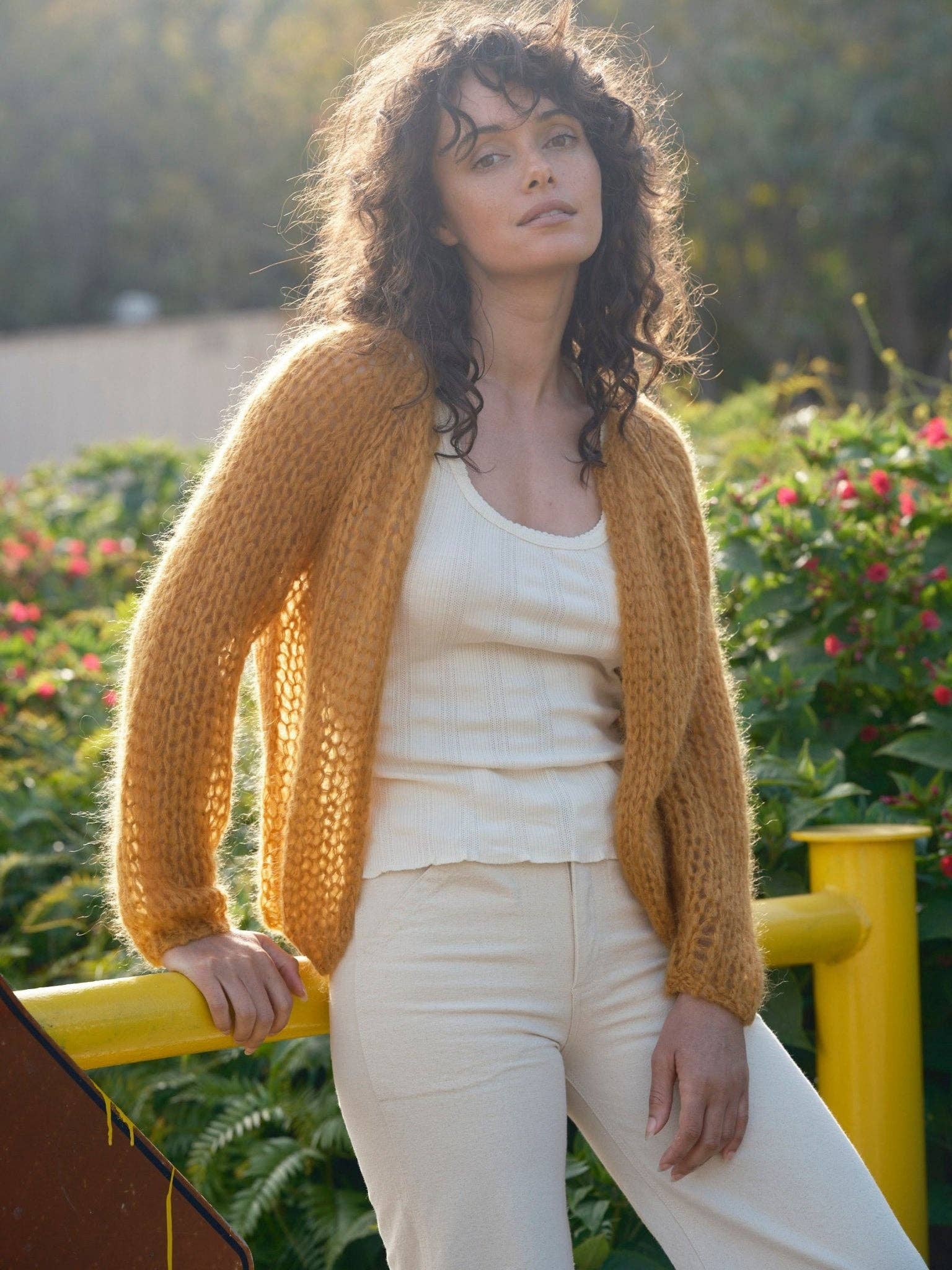 Mollusk-Cloud Cardigan in Ochre