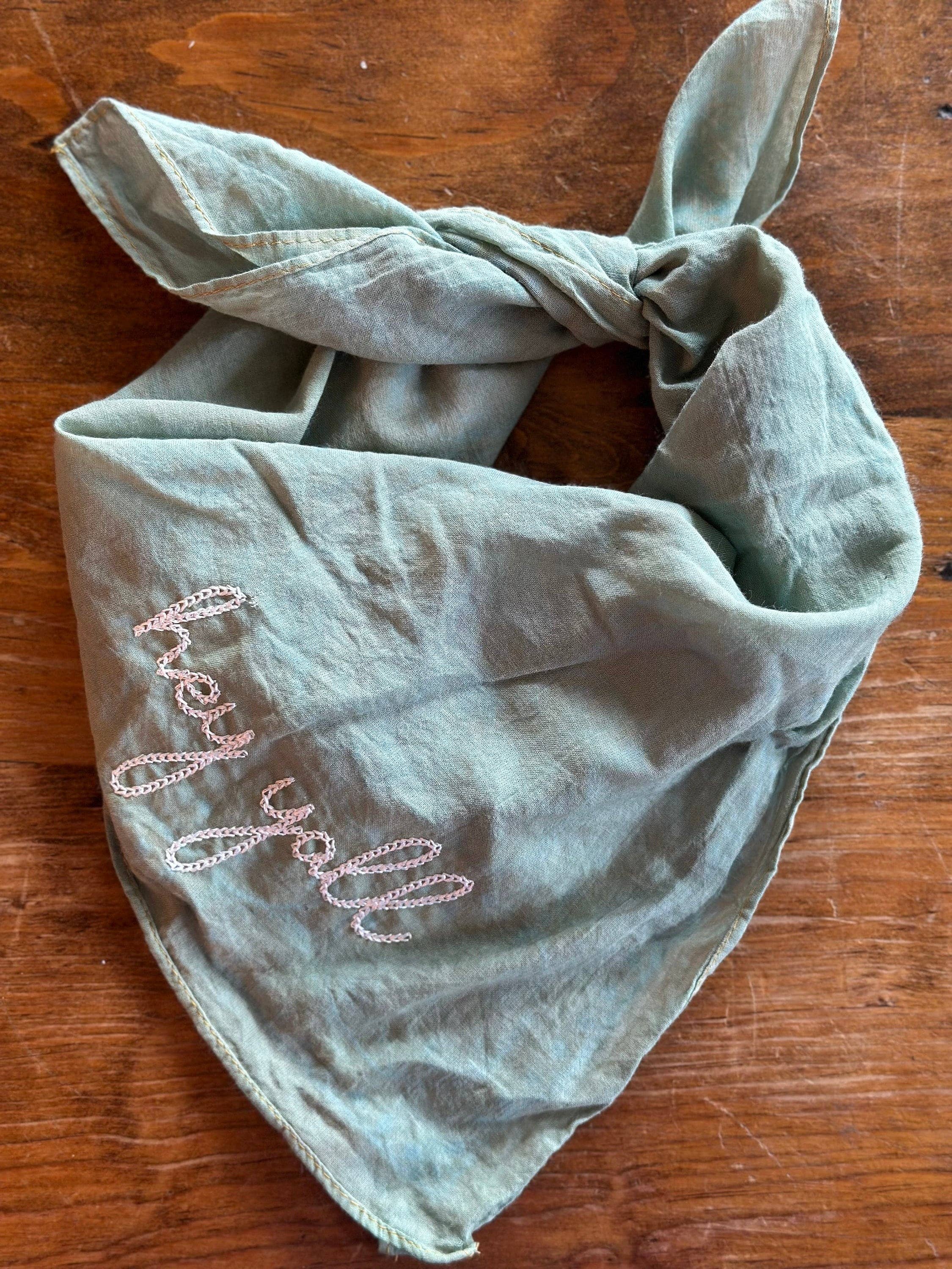 Embroidered Bandana With Chainstitch Text | Howdy