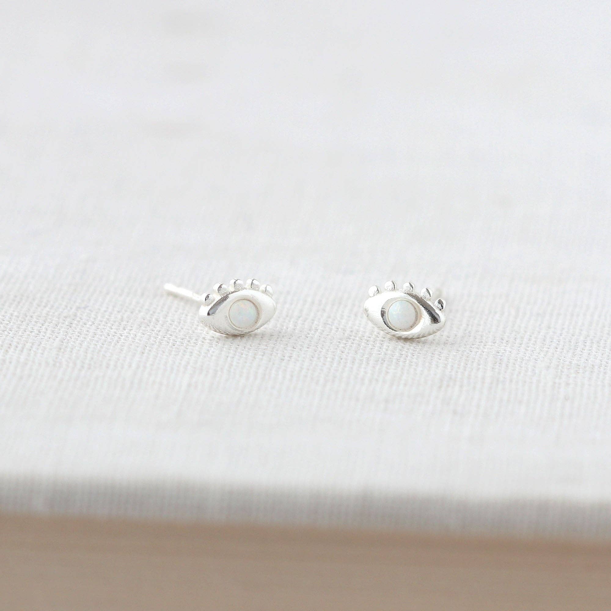 Eye with Opal Stud Earrings