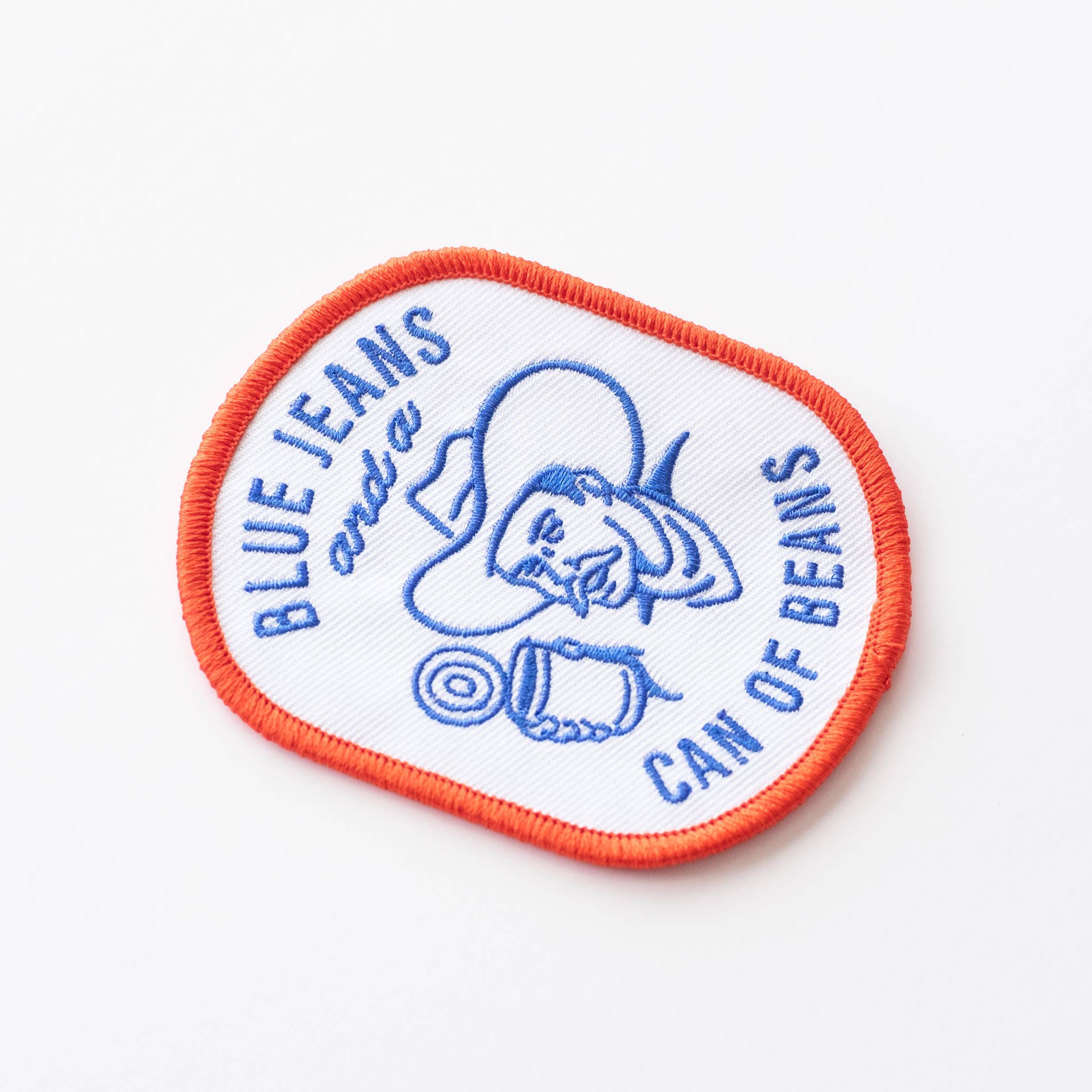 Blue Jeans and a Can of Beans Embroidered Iron on Patch