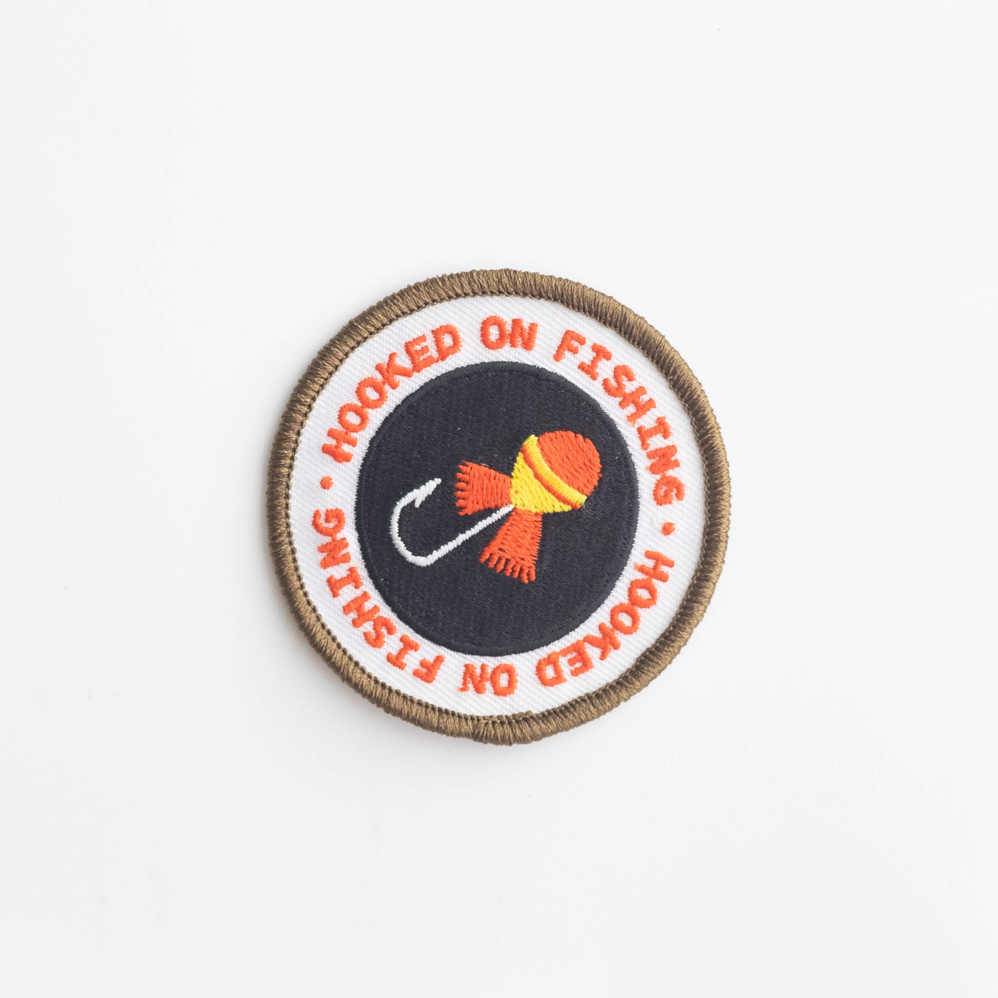 Hooked on Fishing Embroidered Iron on Patch