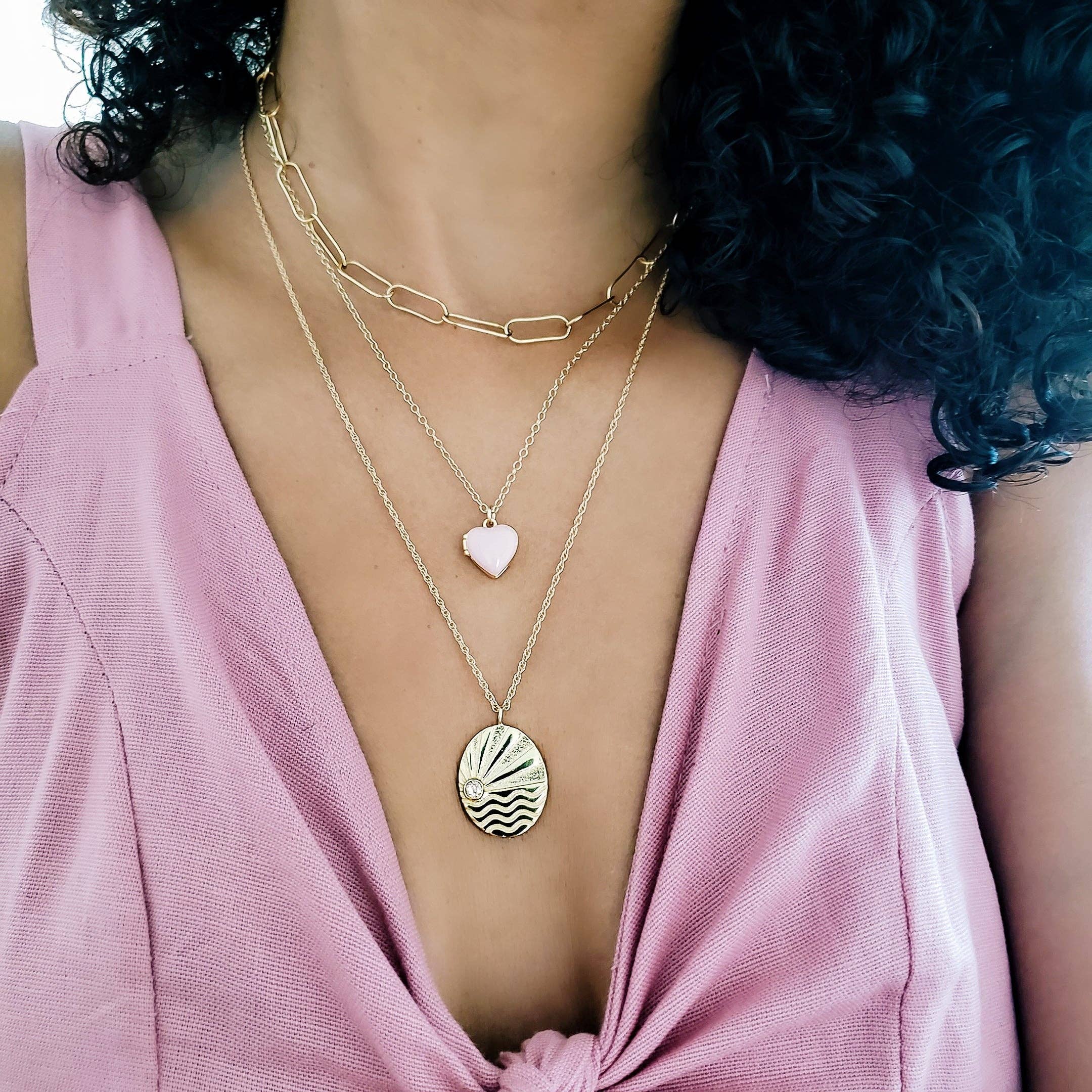 Enamel Heart Locket 18K Gold Vermeil | Sterling Silver Charm Gold Filled | Sterling Silver Chain Multiple Colors 16-18 Inches Nickel Free Ships from CA Holds a Small Photo