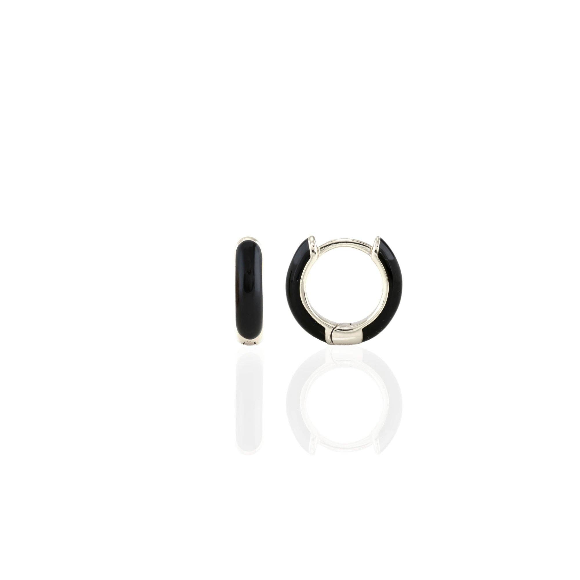 Enamel Huggie Hoop Earrings 18K Gold Vermeil | Sterling Silver 12mm Hoops Multiple Colors Hinge Closure Nickel Free Hypoallergenic Ships from CA