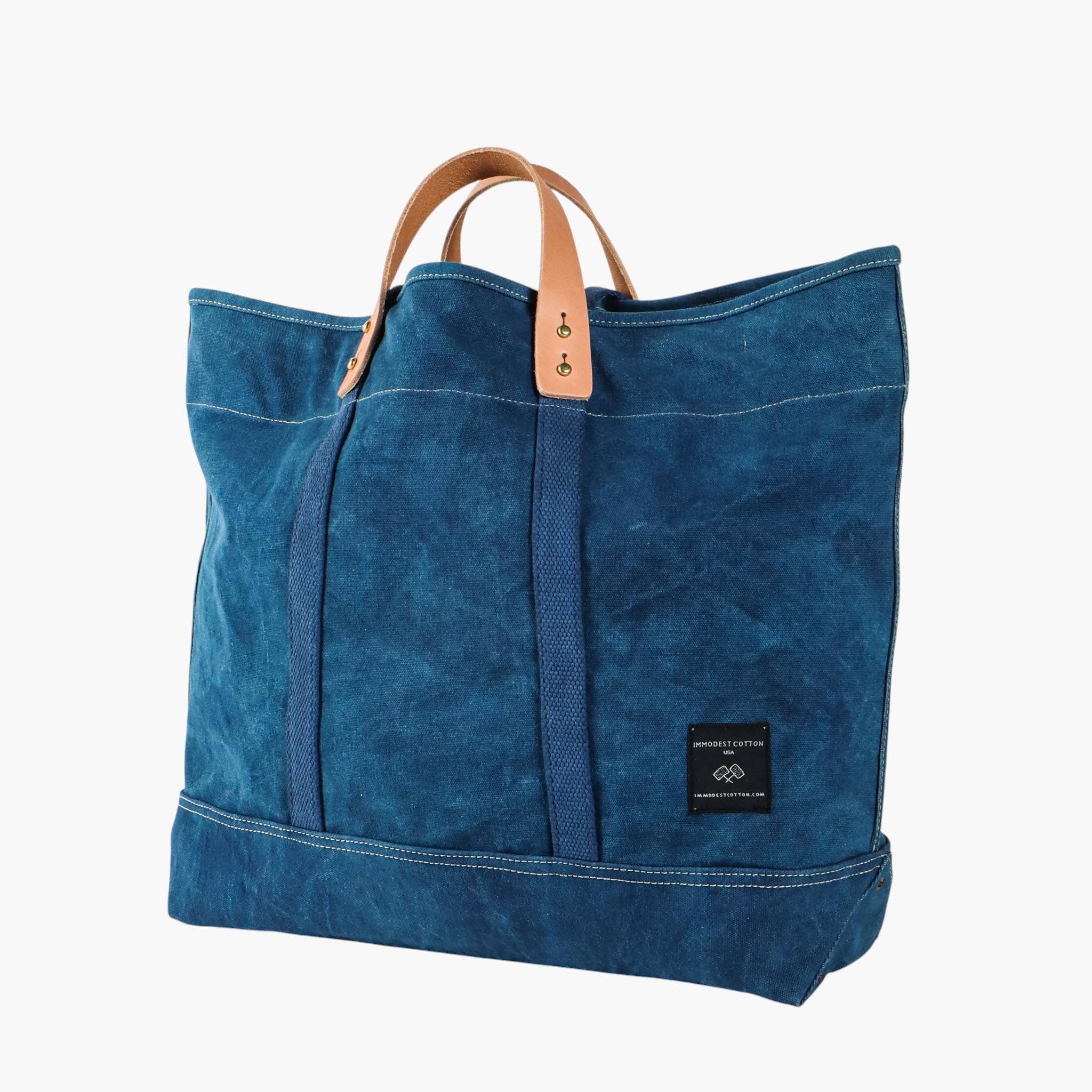 IMMODEST COTTON- Large East West Tote | Indigo