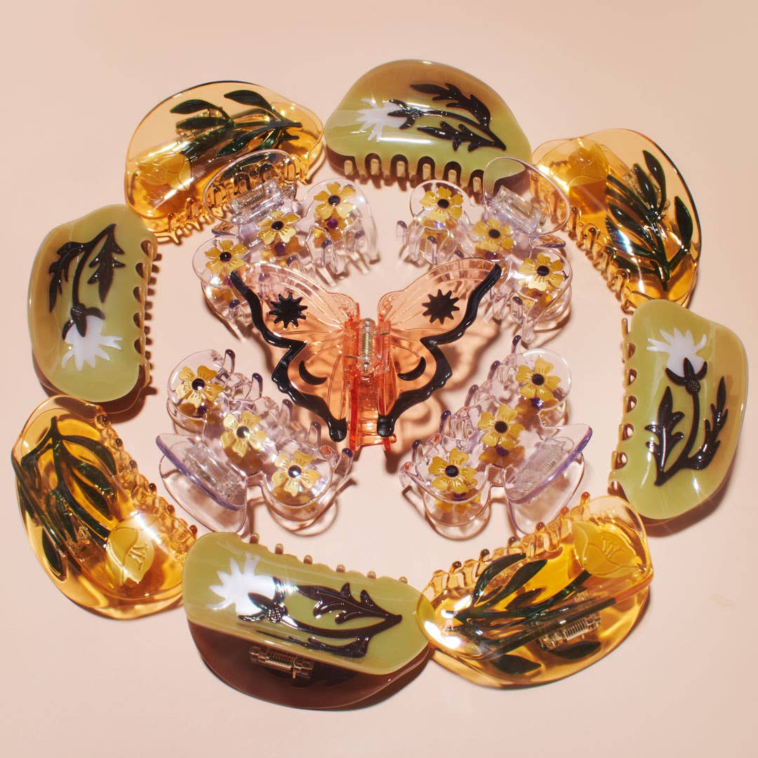 Women's Orange Acetate Monarch Butterfly Hair Claw Clip