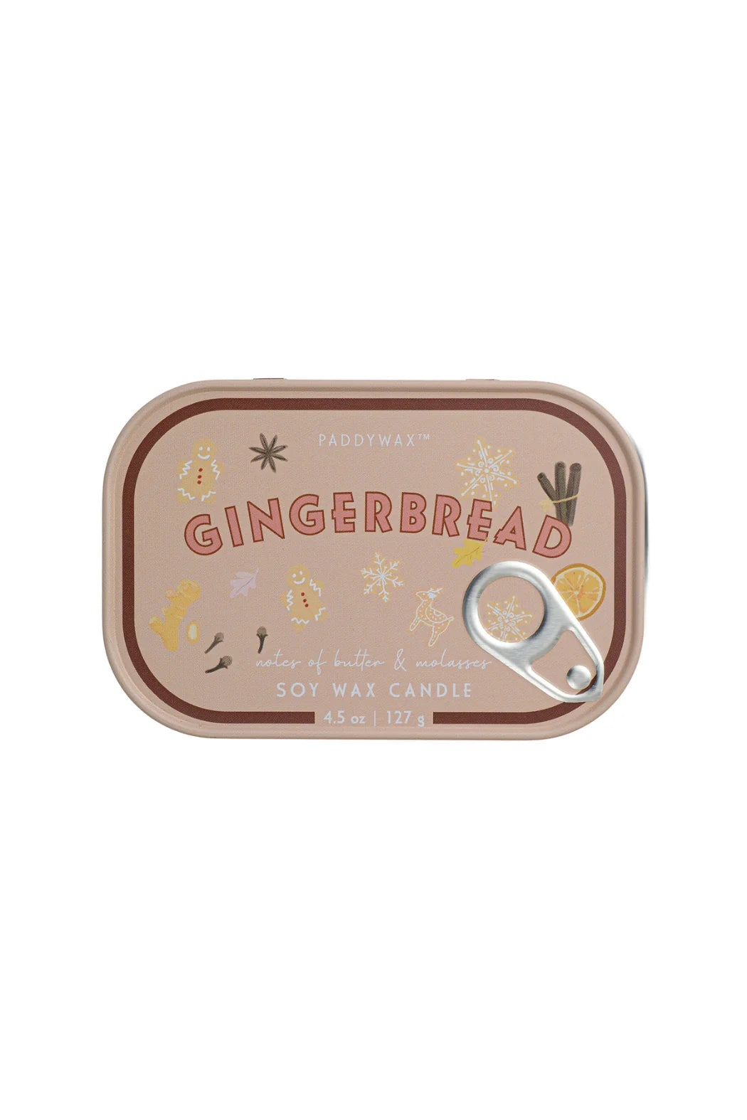 Paddywax- Gingerbread Printed Tin Candle - Gingerbread-Bistro 4.5oz/127g
