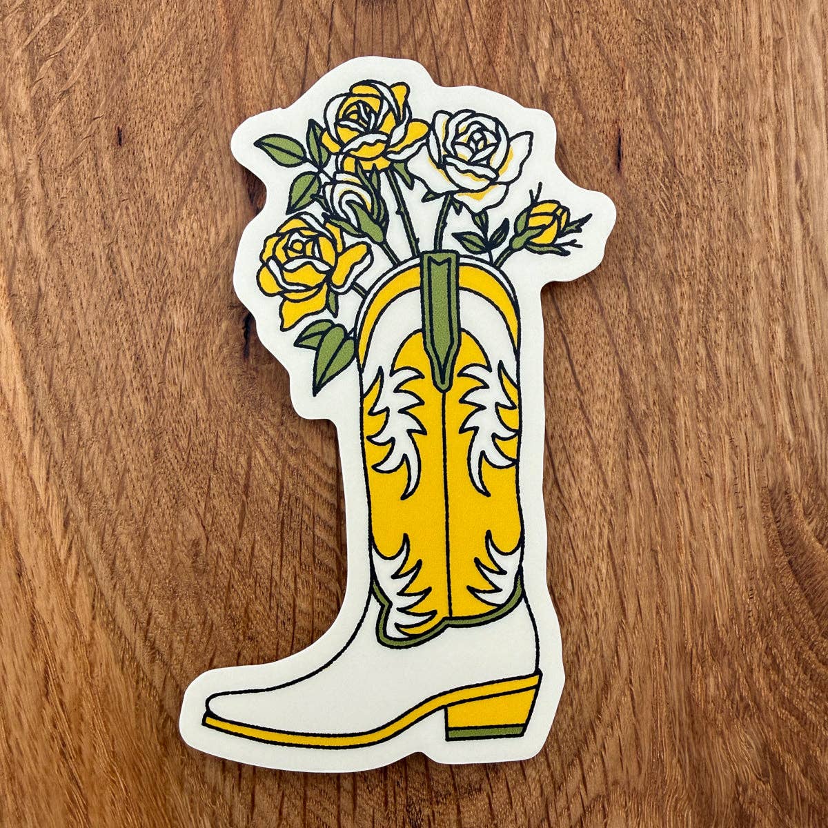 Yellow Rose Flower Boot 4 Inch Matte Vinyl Sticker