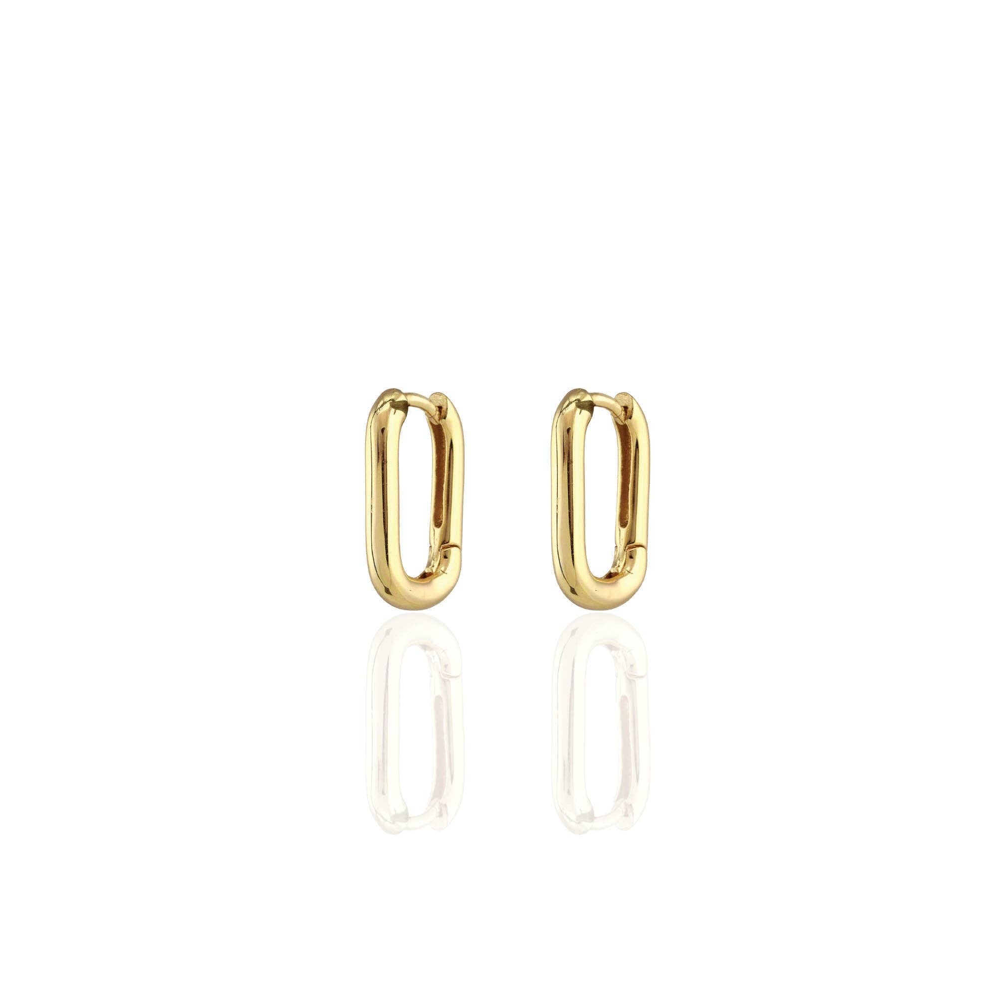 Oval Huggie Hoop Earrings 18K Gold Vermeil Hinge Closure Nickel Free Hypoallergenic Ships from CA