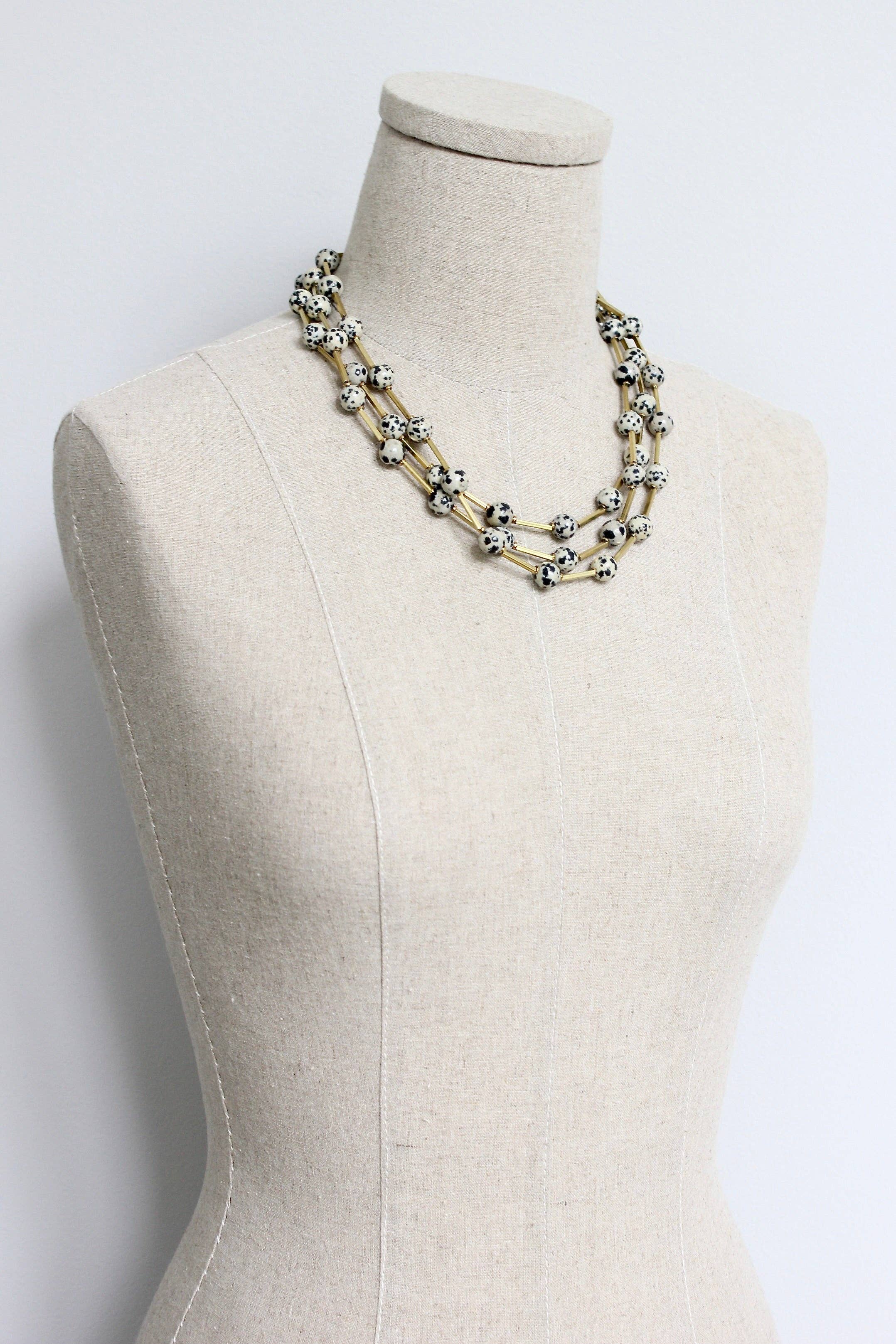 Dalmatian Jasper and Brass Necklace