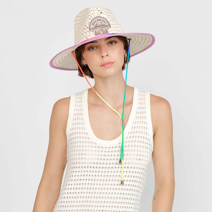 Lifeguard Hat, Seas the Day- Ivory Neon (Made To Order, Immediates available)