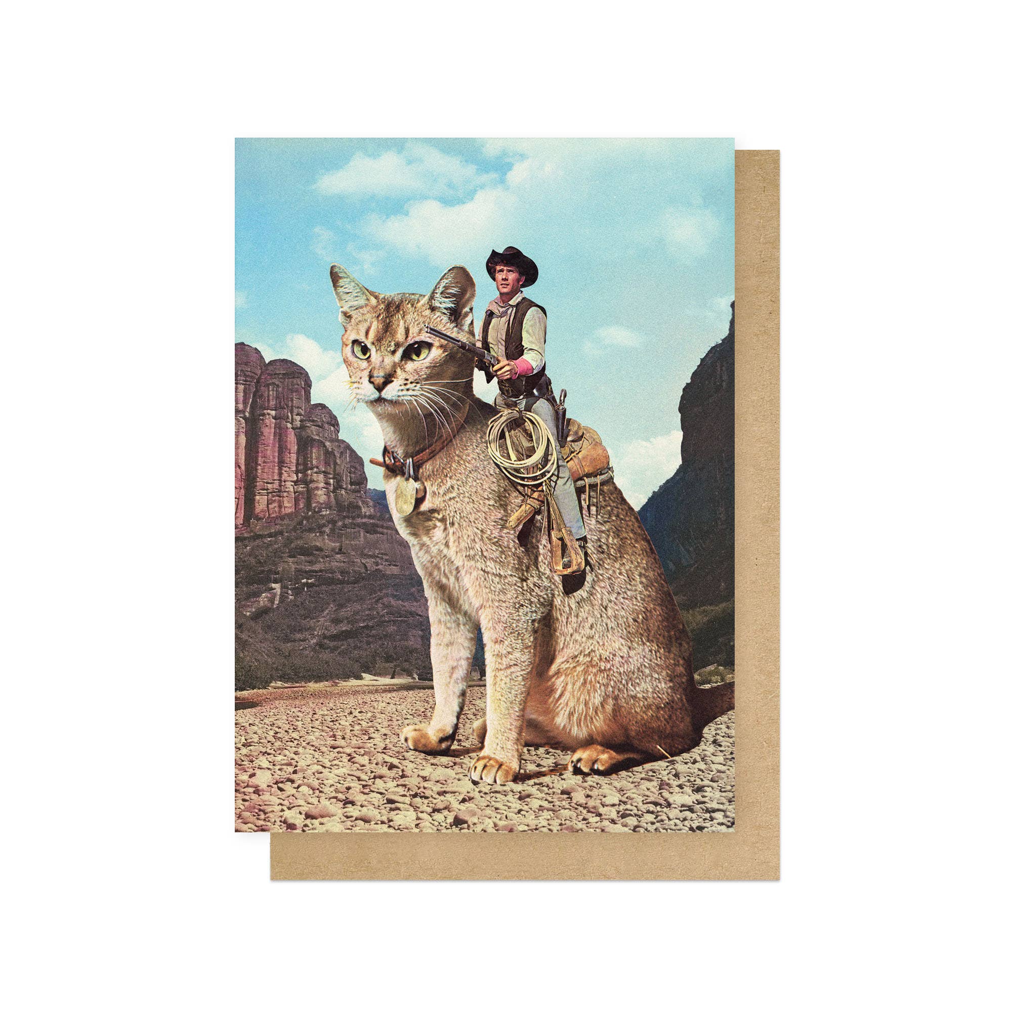 Cat Lone Ranger Greetings Card