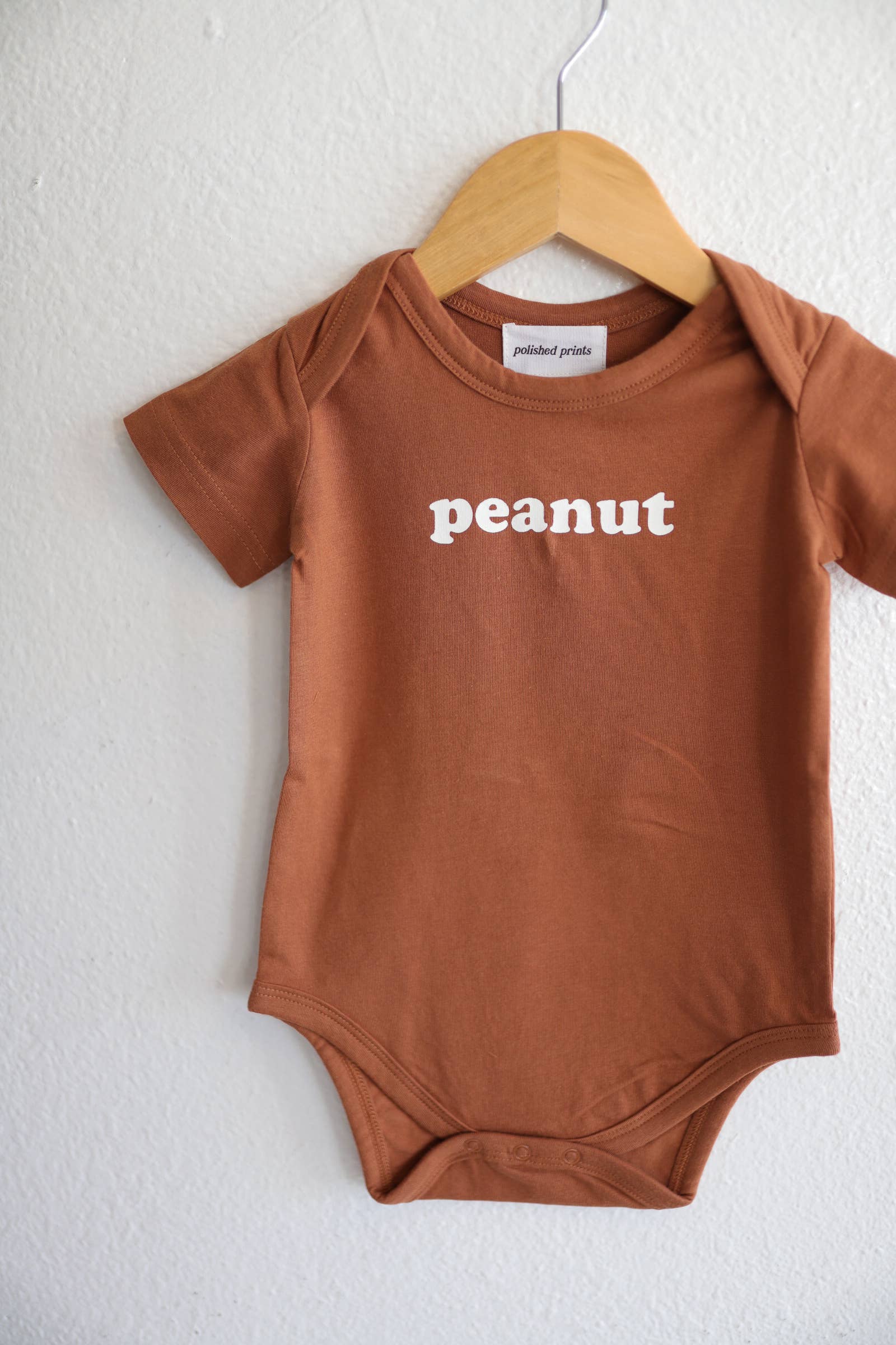 Peanut, Brown baby bodysuit, baby clothing, baby boy clothes