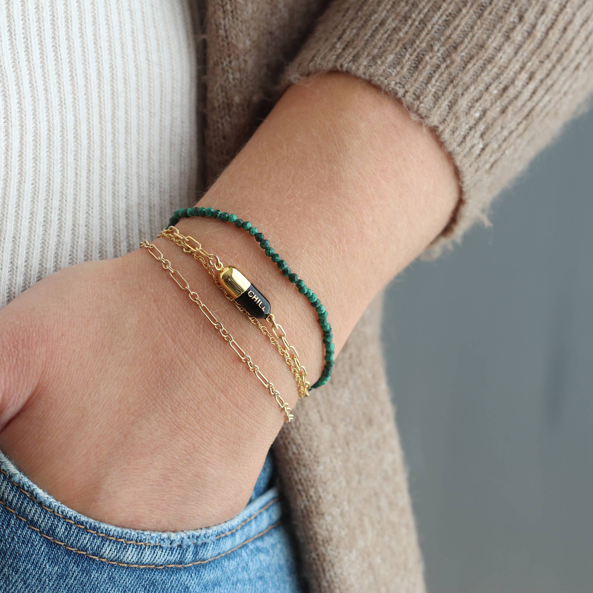Petite Gemstone Beaded Bracelet Carnelian Red Green Malachite Blue Lapis Black Onyx Ships from CA