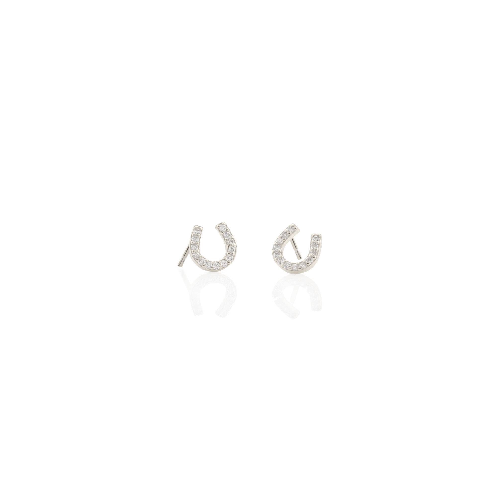 Horseshoe Crystal Stud Earrings 18K Gold Vermeil | Sterling Silver CZ Crystals Nickel Free Hypoallergenic Ships from CA