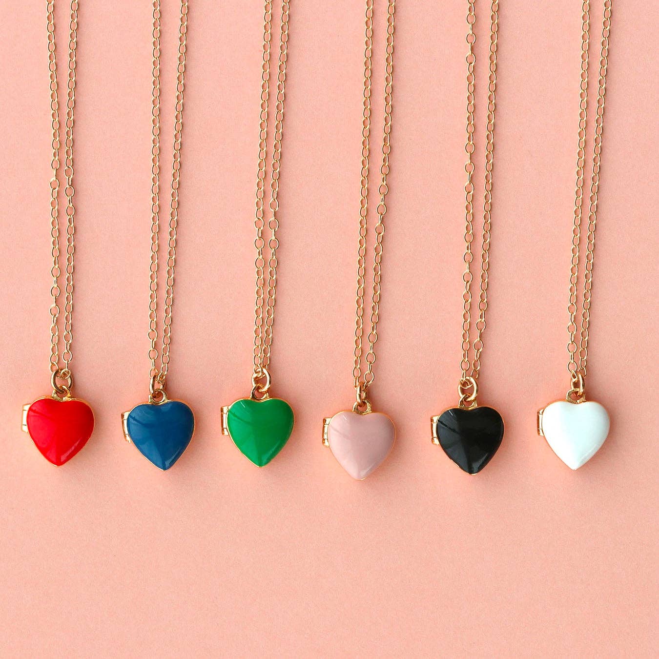 Enamel Heart Locket 18K Gold Vermeil | Sterling Silver Charm Gold Filled | Sterling Silver Chain Multiple Colors 16-18 Inches Nickel Free Ships from CA Holds a Small Photo