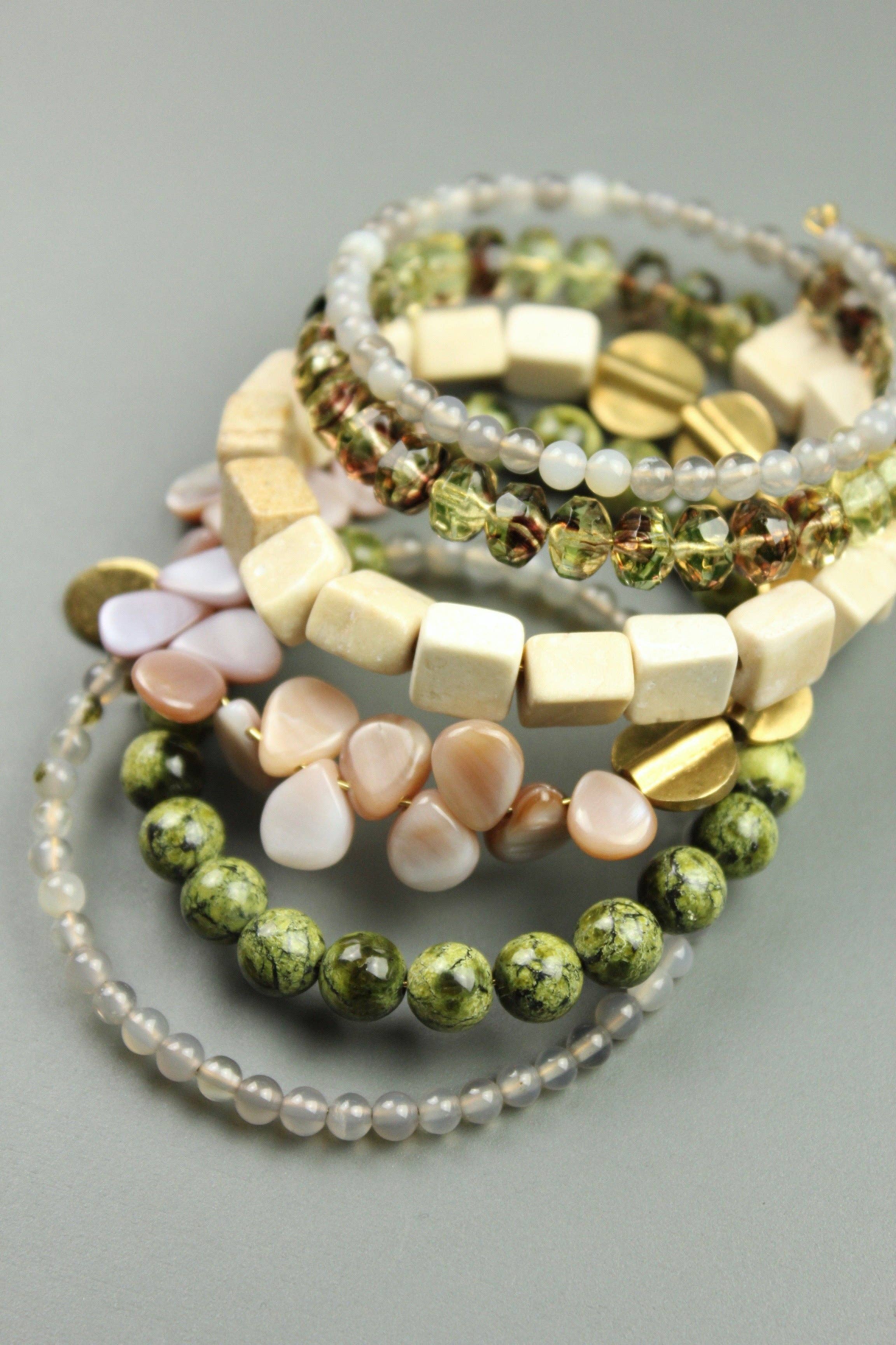 Green and pink wrap bracelet