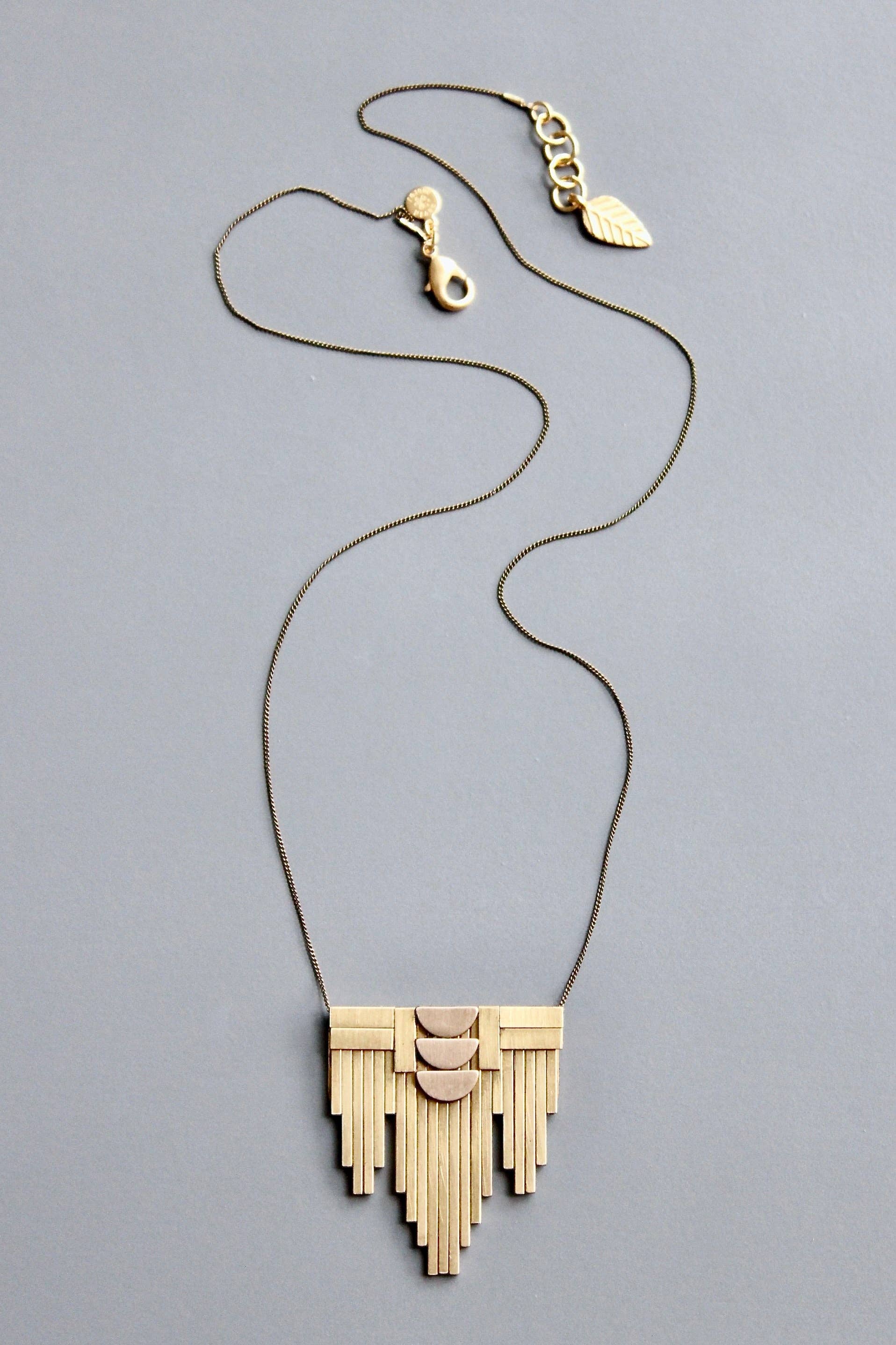 Brass Artdeco pendant necklace