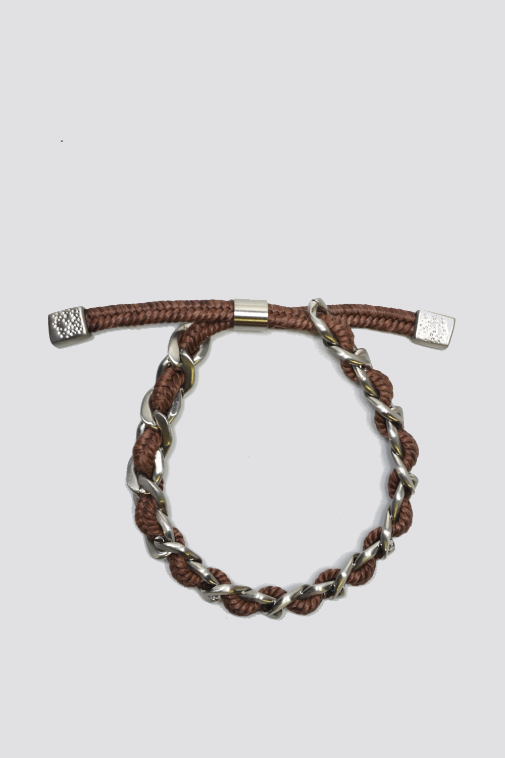 Braided Brown Rope with Chain Bracelet